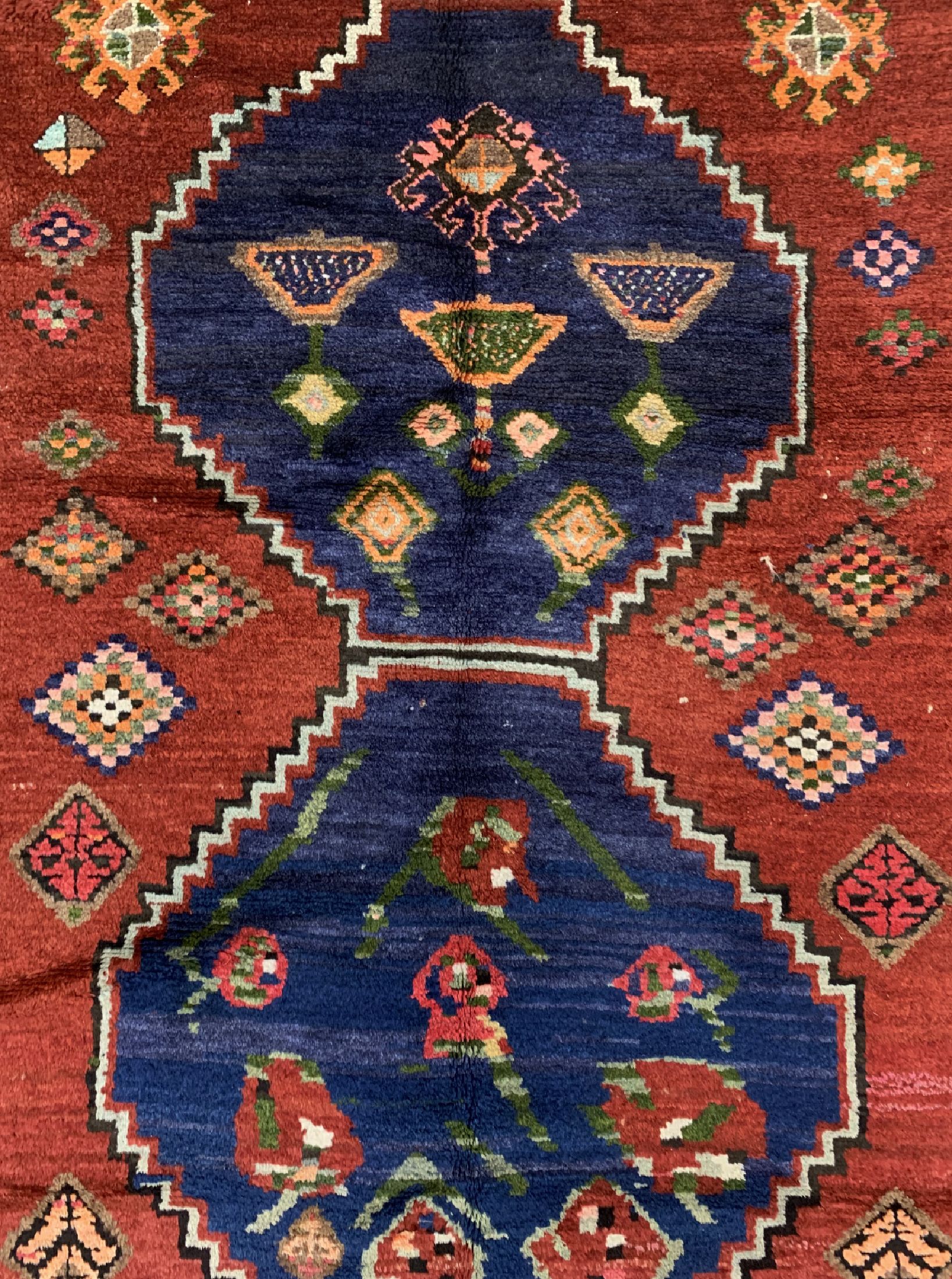 Detail d: Kazak alt, Kaukasus, um 1950/1960, Wolle auf Wolle, ca. 267 x 154 cm, EHZ: 2