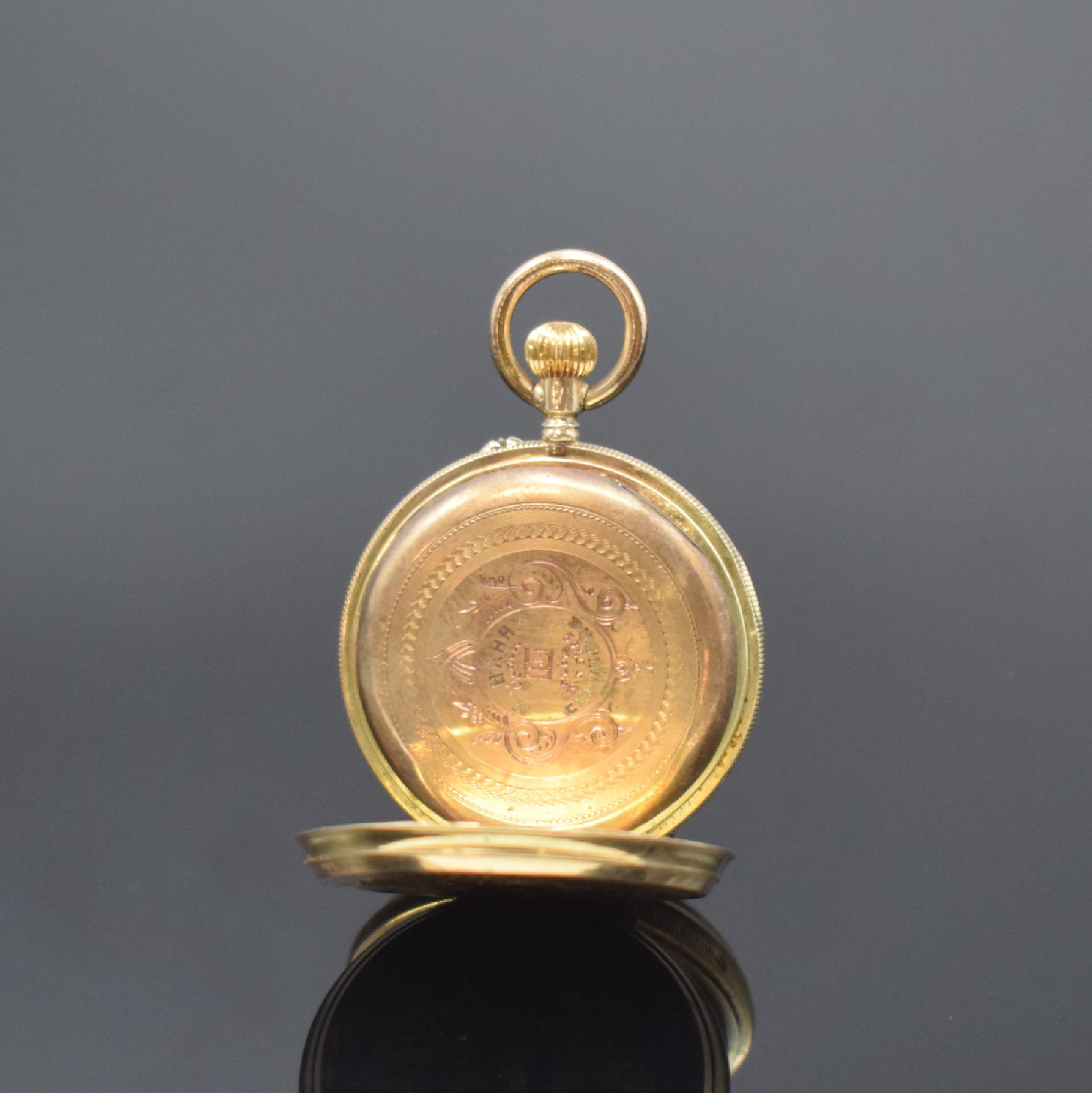Detail j: 2 Taschenuhren in RG und GG 585/000, Schweiz um 1900, 1.) Herrensavonette m. 2-Deckel Gold, nicht vollständig u. stark besch., D. ca. 53 mm, EZ 4, ...