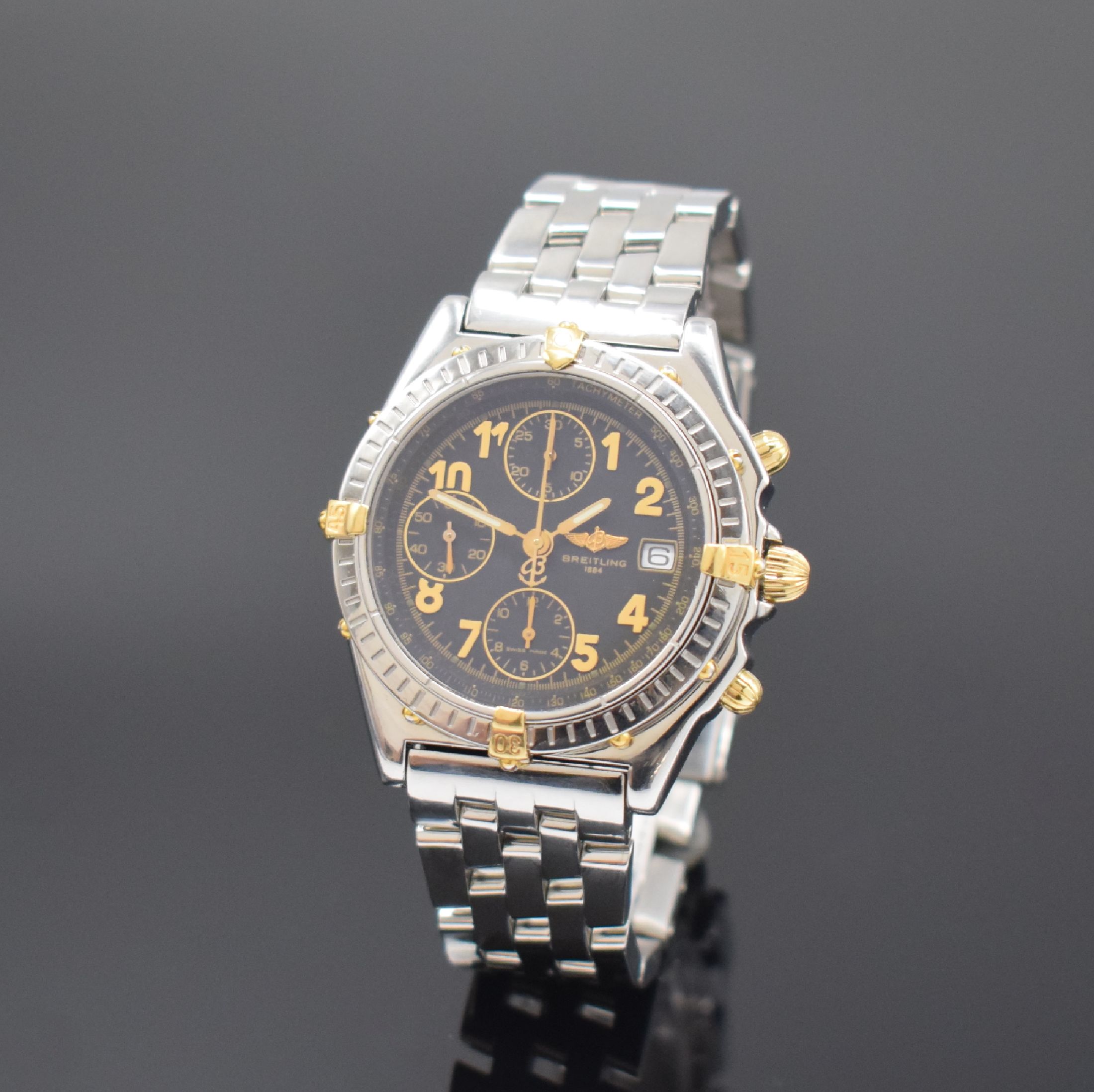 BREITLING Armbandchronograph Referenz B13050.1 in Stahl/Gold am Stahlband, Schweiz um 2000, Automatik, verschr. Geh., eins. drehb. Lünette m. ...