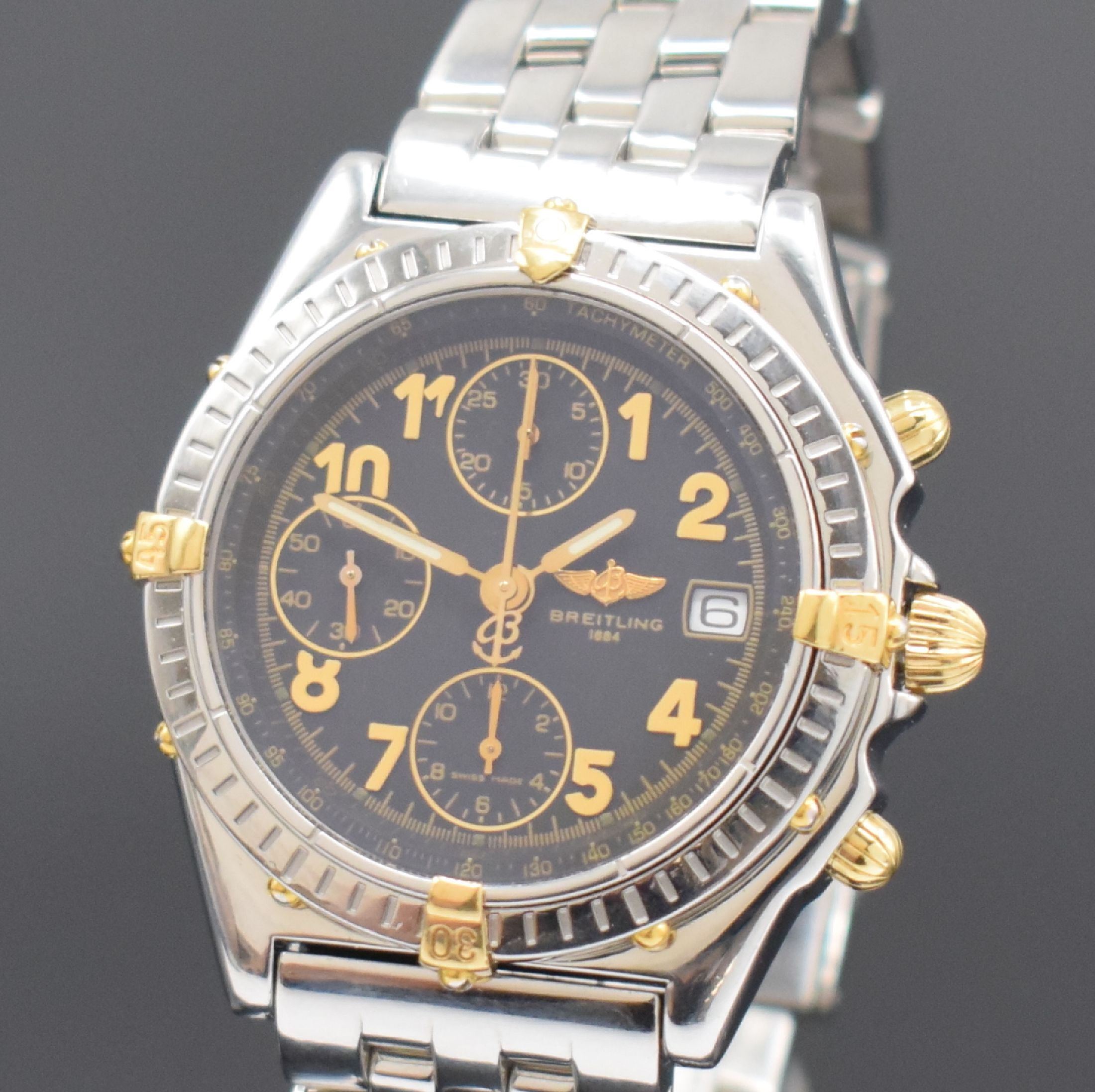 Detail a: BREITLING Armbandchronograph Referenz B13050.1 in Stahl/Gold am Stahlband, Schweiz um 2000, Automatik, verschr. Geh., eins. drehb. Lünette m. ...