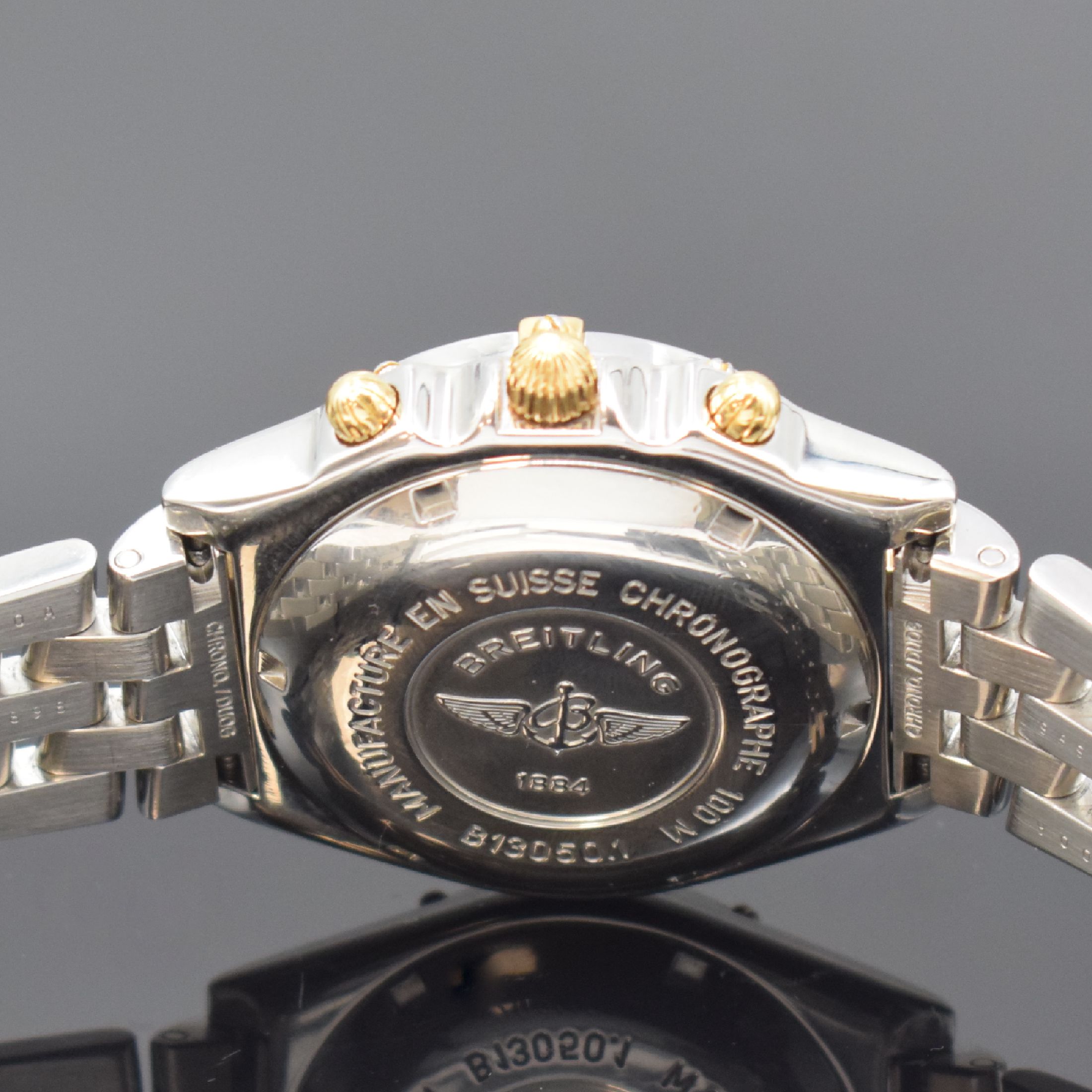 Detail d: BREITLING Armbandchronograph Referenz B13050.1 in Stahl/Gold am Stahlband, Schweiz um 2000, Automatik, verschr. Geh., eins. drehb. Lünette m. ...