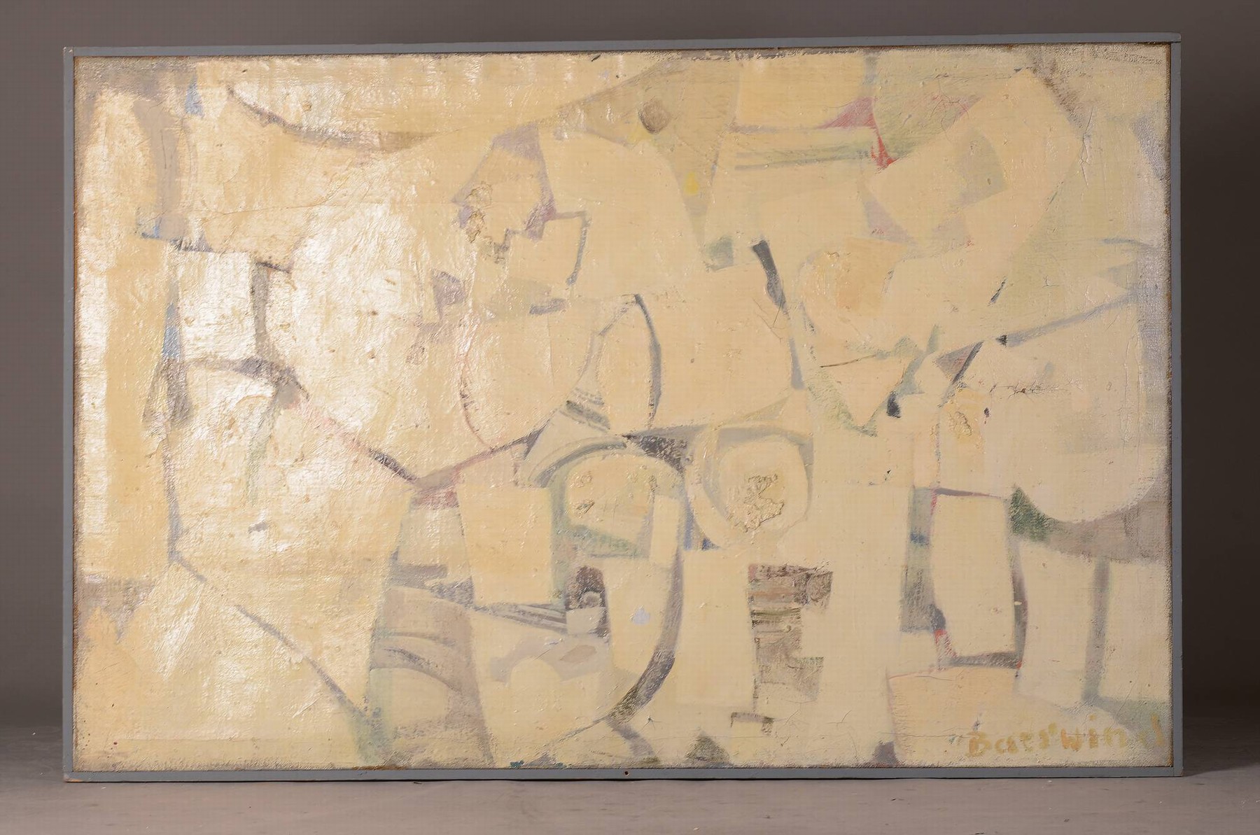 Detail k: Rudi Baerwind, 1912-1982 Mannheim, Studium in Berlin, München und Paris, Schüler von FernandLeger, "Großes weißes Bild" so verso auf ...
