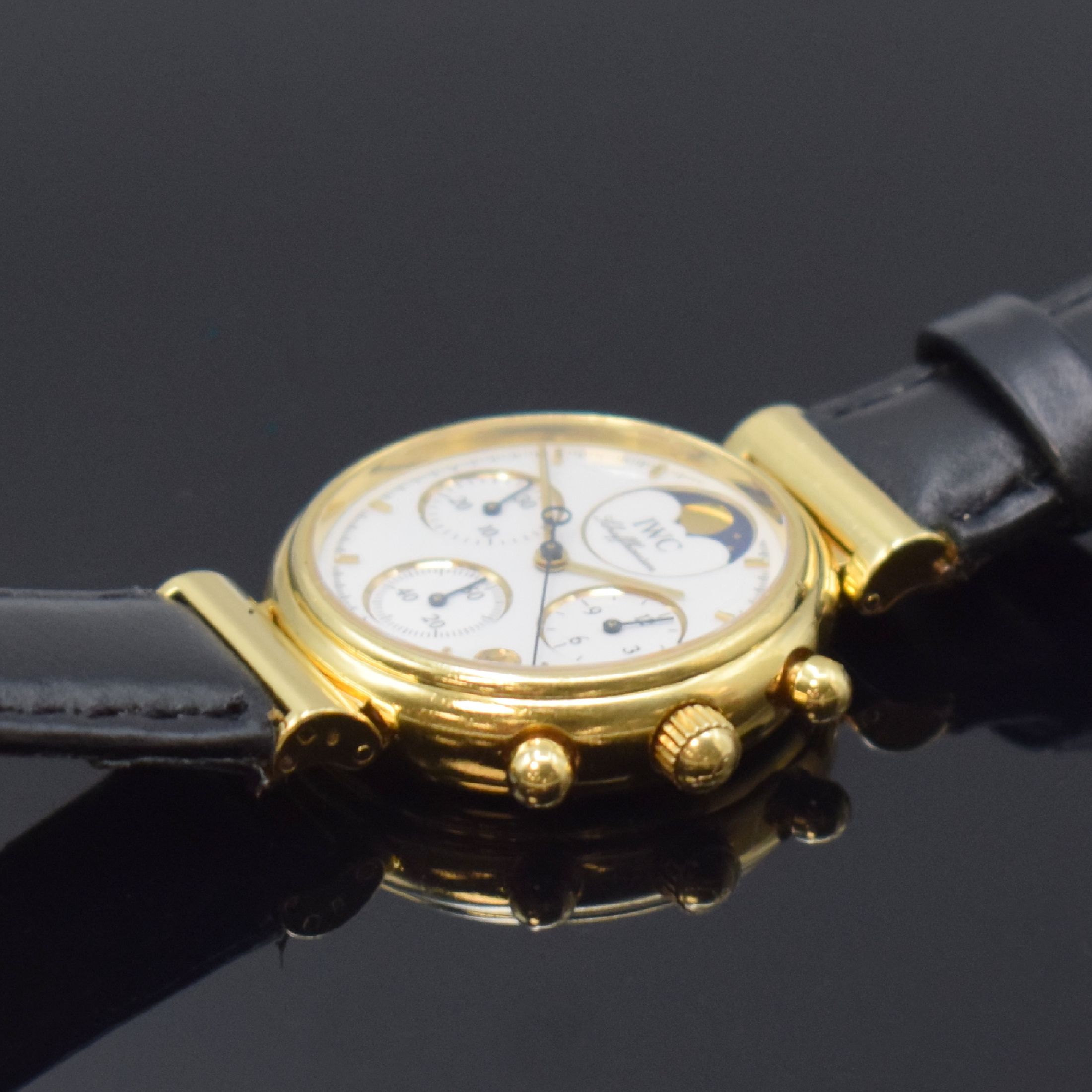 Detail b: IWC Da Vinci Damenarmbanduhr in GG 750/000 Referenz 3736 mit Chronograph und Mondphase, Schweiz um 2000, quarz, 2-teil. Gehäuse, Boden aufgedr., ...