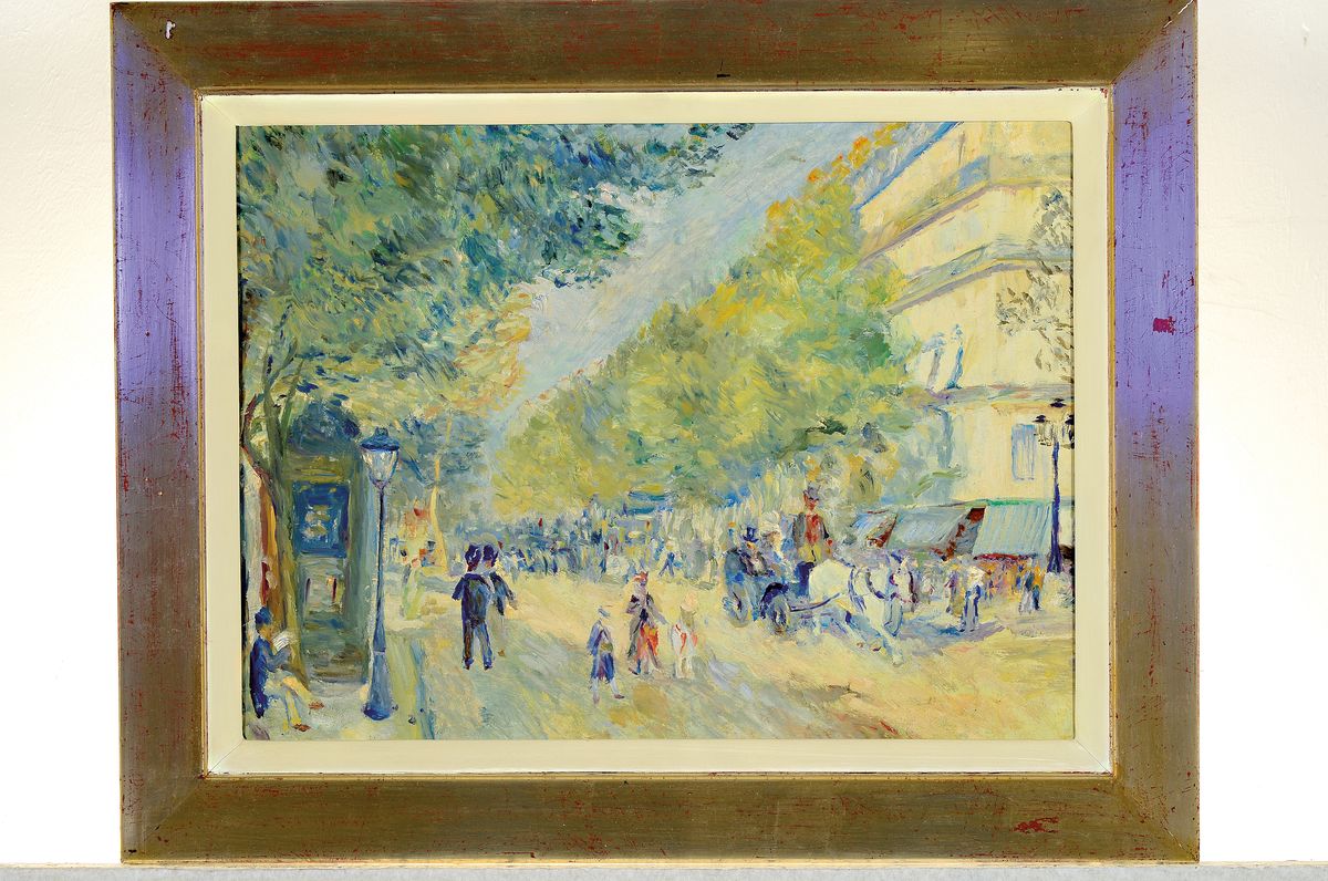Detail k: Kopie nach Edouard Monet, um 1900/10, Motiv nach einem in der Literatur erwähnten und als verschollen geltenden Motiv, Öl/Platte, ca. 36.5 x 48 cm, ...