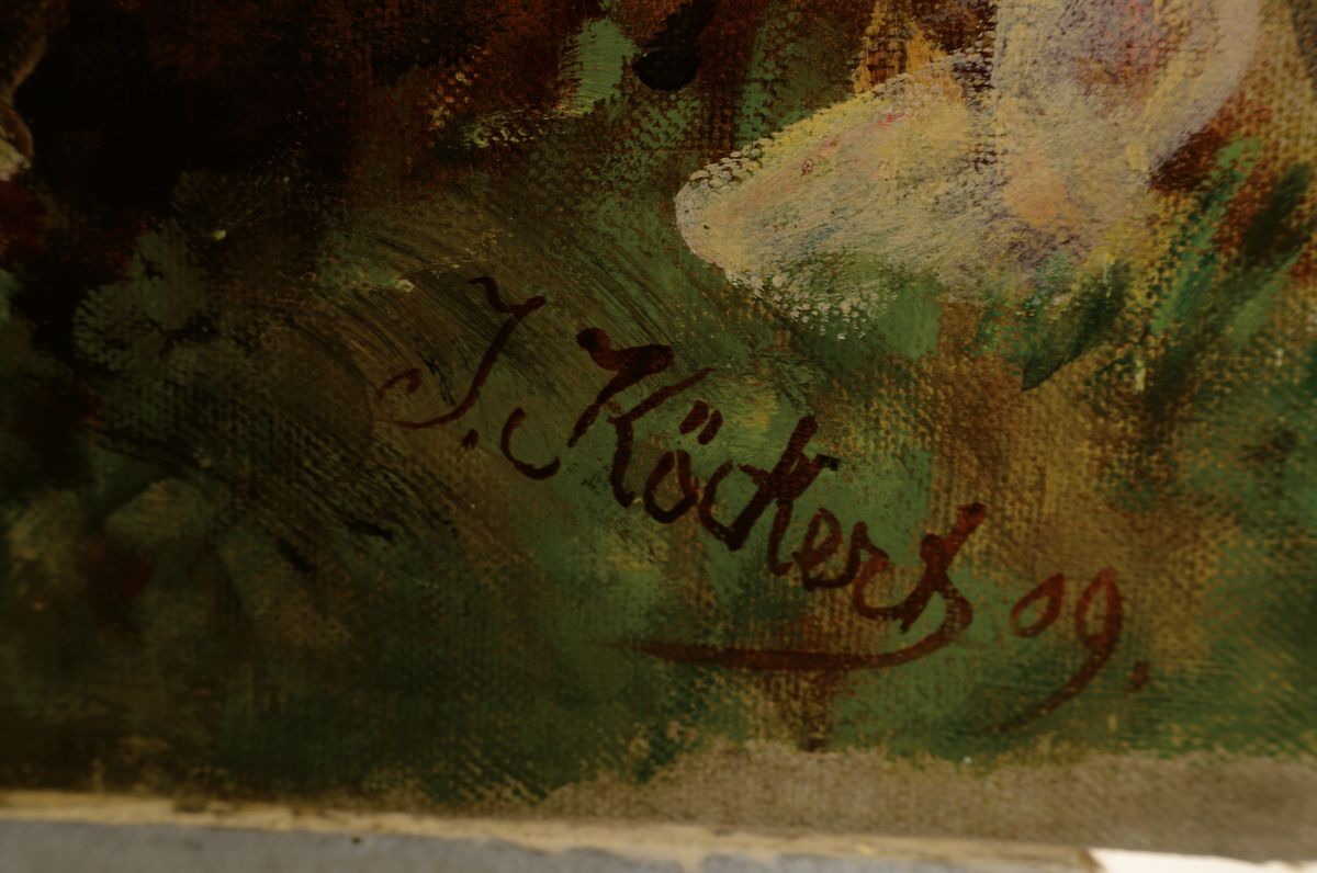 Detail a: Julius Köckert, 1827 Leipzig-1918 München, "Sennerin" so verso händisch bez., rechts unten signiert und datiert 1909, ungerahmt 130x87 ...