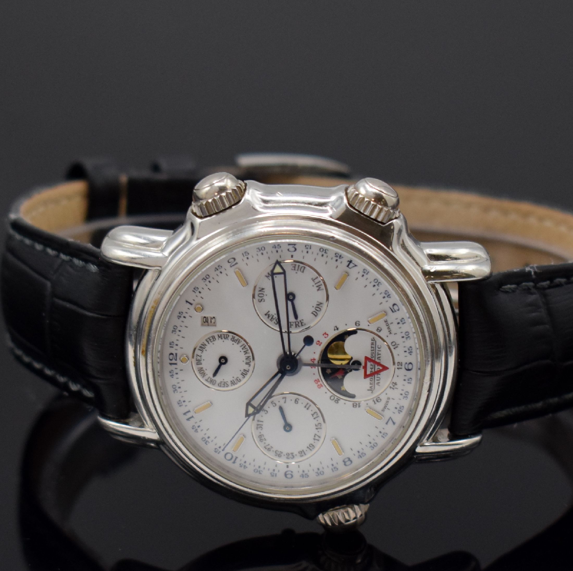 Detail d: Jaeger-LeCoultre Grand Reveil seltene auf 250 Stück limitierte astronomische Herrenarmbanduhr Calendrier Perpetual in Platin Referenz 180.6.99, ...