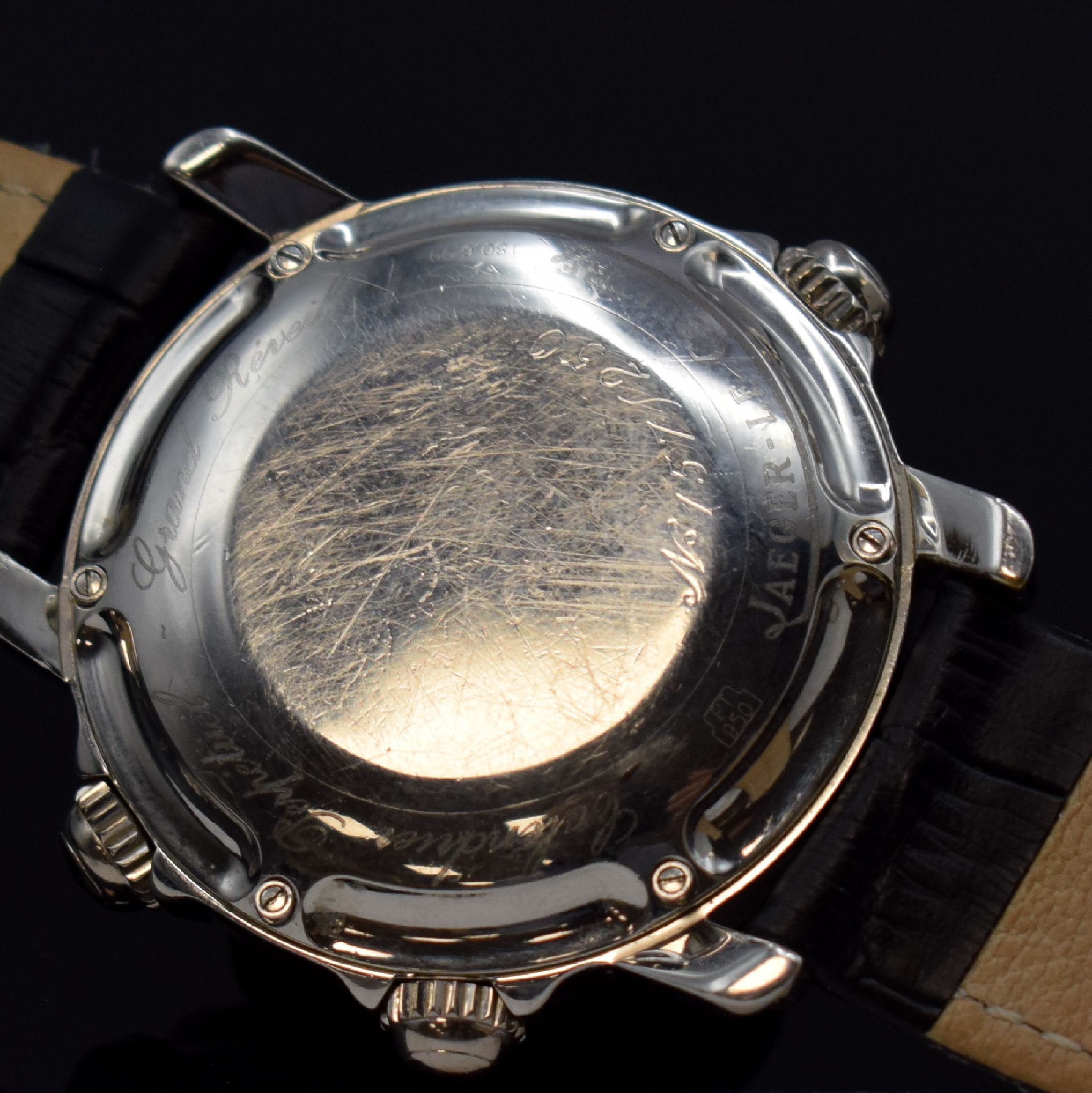 Detail i: Jaeger-LeCoultre Grand Reveil seltene auf 250 Stück limitierte astronomische Herrenarmbanduhr Calendrier Perpetual in Platin Referenz 180.6.99, ...