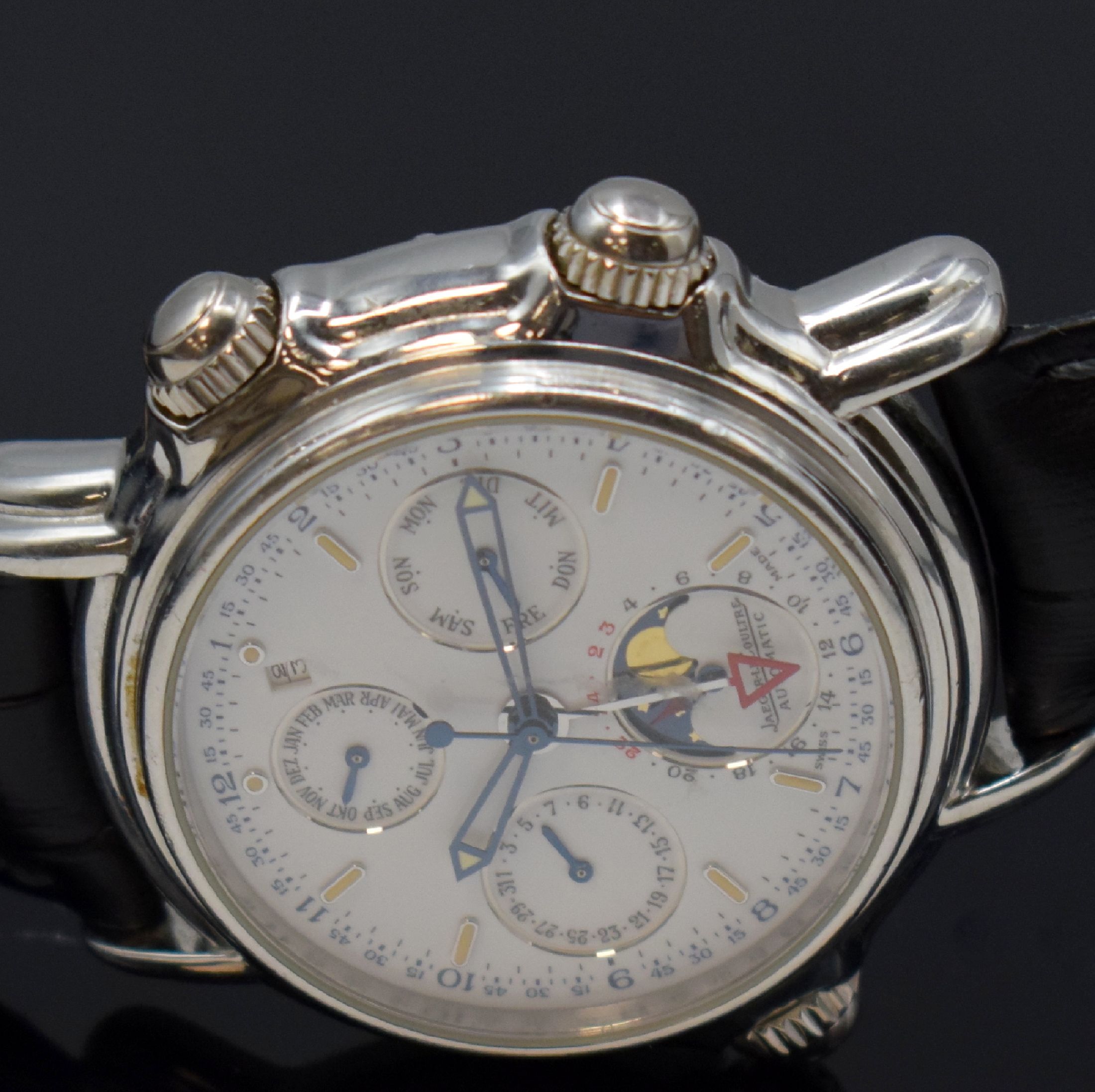 Detail j: Jaeger-LeCoultre Grand Reveil seltene auf 250 Stück limitierte astronomische Herrenarmbanduhr Calendrier Perpetual in Platin Referenz 180.6.99, ...