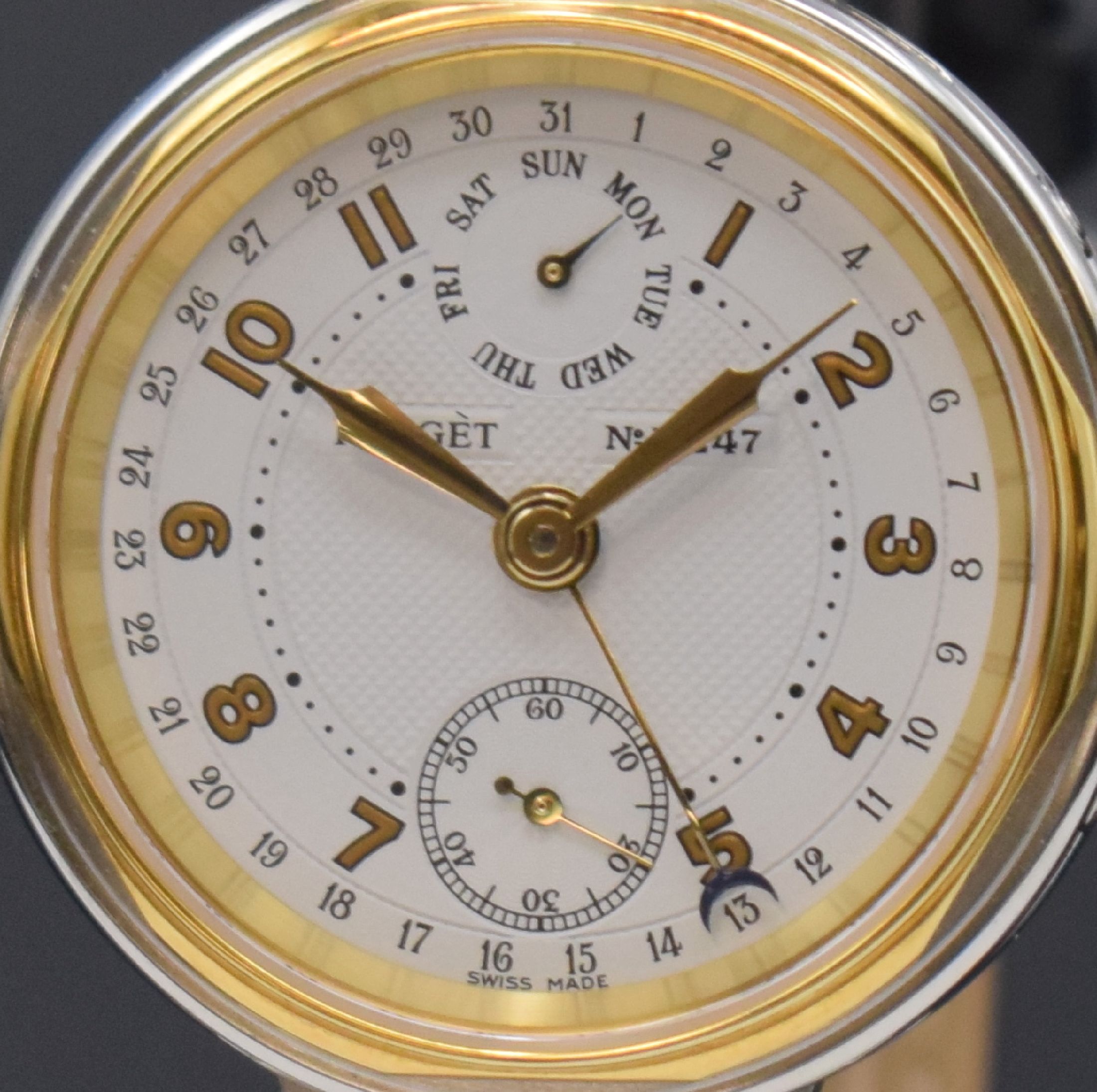 Detail b: FORGET Classic D Chronometer ungetragene Herrenarmbanduhr Nr. D 247 mit Tag und Datum, Schweiz um 1991, Automatik, aufw., beids. vergl. Gehäuse in ...