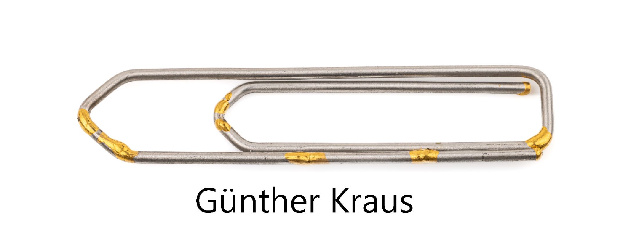Platin und Gold Krawattenklammer, in Form einer Büroklammer, Platin 950/000 und Feingold, Meistermarke GK - Günther Kraus, Stuttgart, L. ca. 6 cm, ...