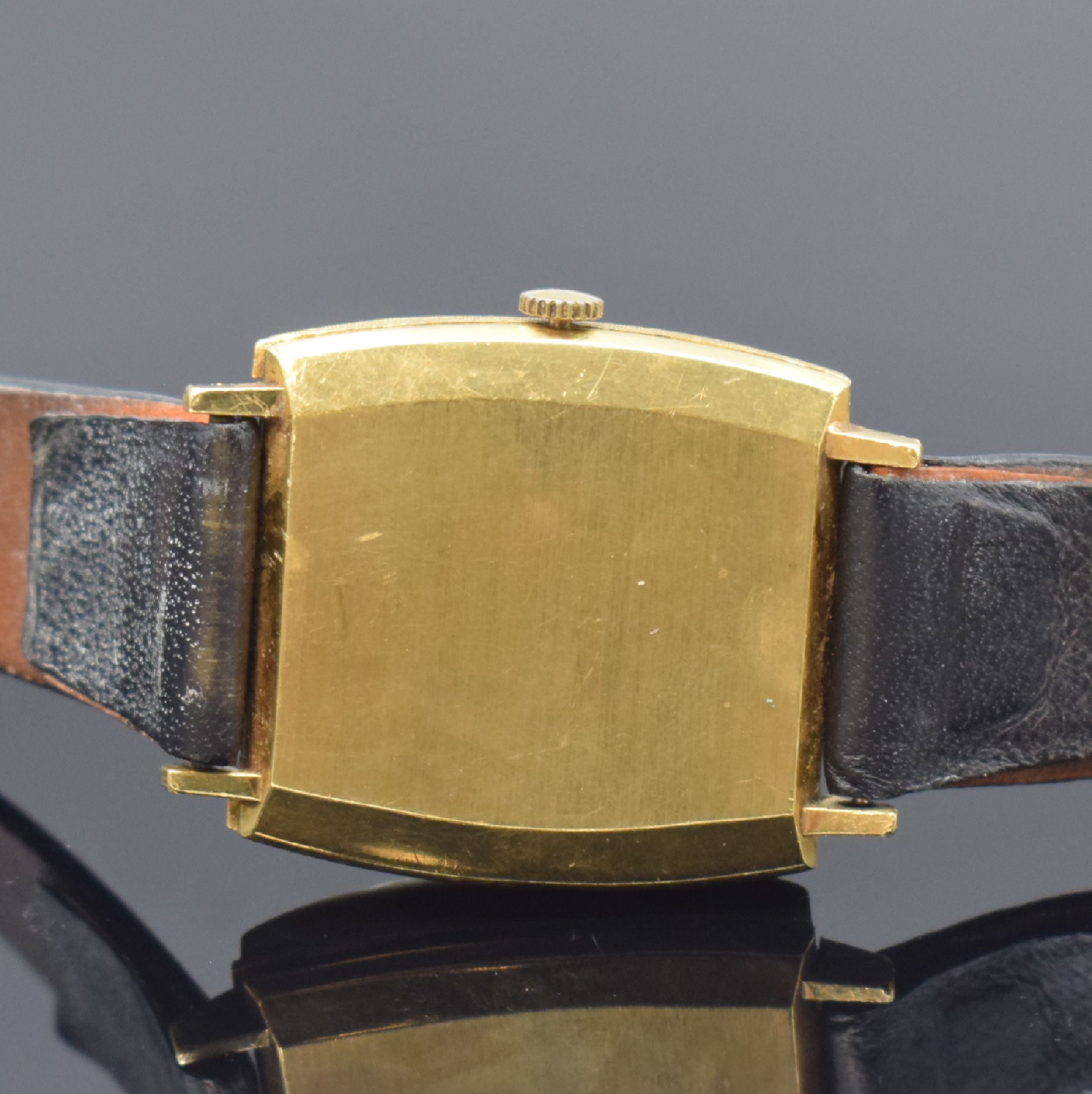 Detail c: DYNOTRON Armbanduhr in GG 750/000, Schweiz um 1970, quarz, dell. Boden aufgedr., silb. Zifferbl. m. gold. Std.-Ind., gold. Zeiger, Datum, Kal. ESA ...