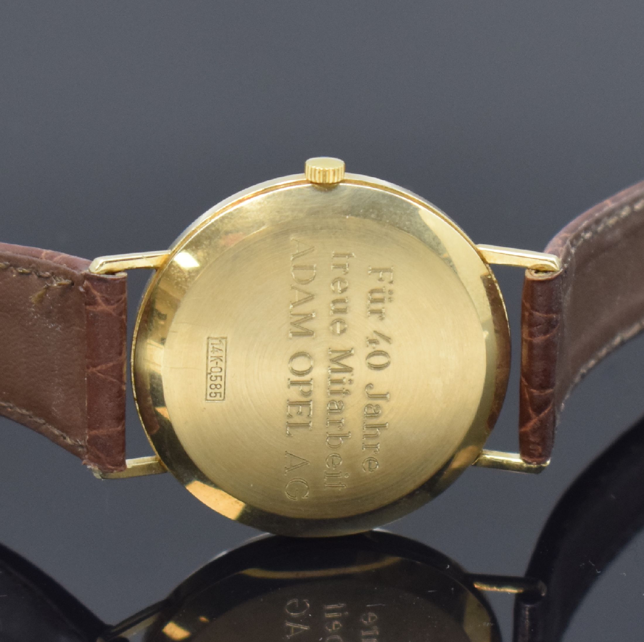 Detail c: ARCTOS Elite und BONARD 2 Armbanduhren in GG 585/000, Schweiz um 1955 u. 1990, Handaufzug u. quarz, Böden aufgedr., 1) Arctos, silb. Zifferbl. m. ...
