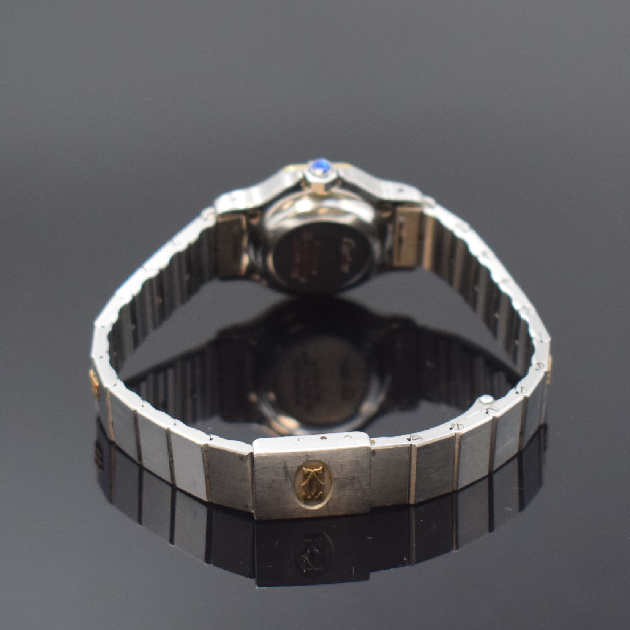 Detail b: CARTIER Santos Damenarmbanduhr in Edelstahl/Gold, Schweiz um 1990, Automatik, Monocoque Geh., 750/000 GG Lünette 8-fach verschr., Gliederband m. ...