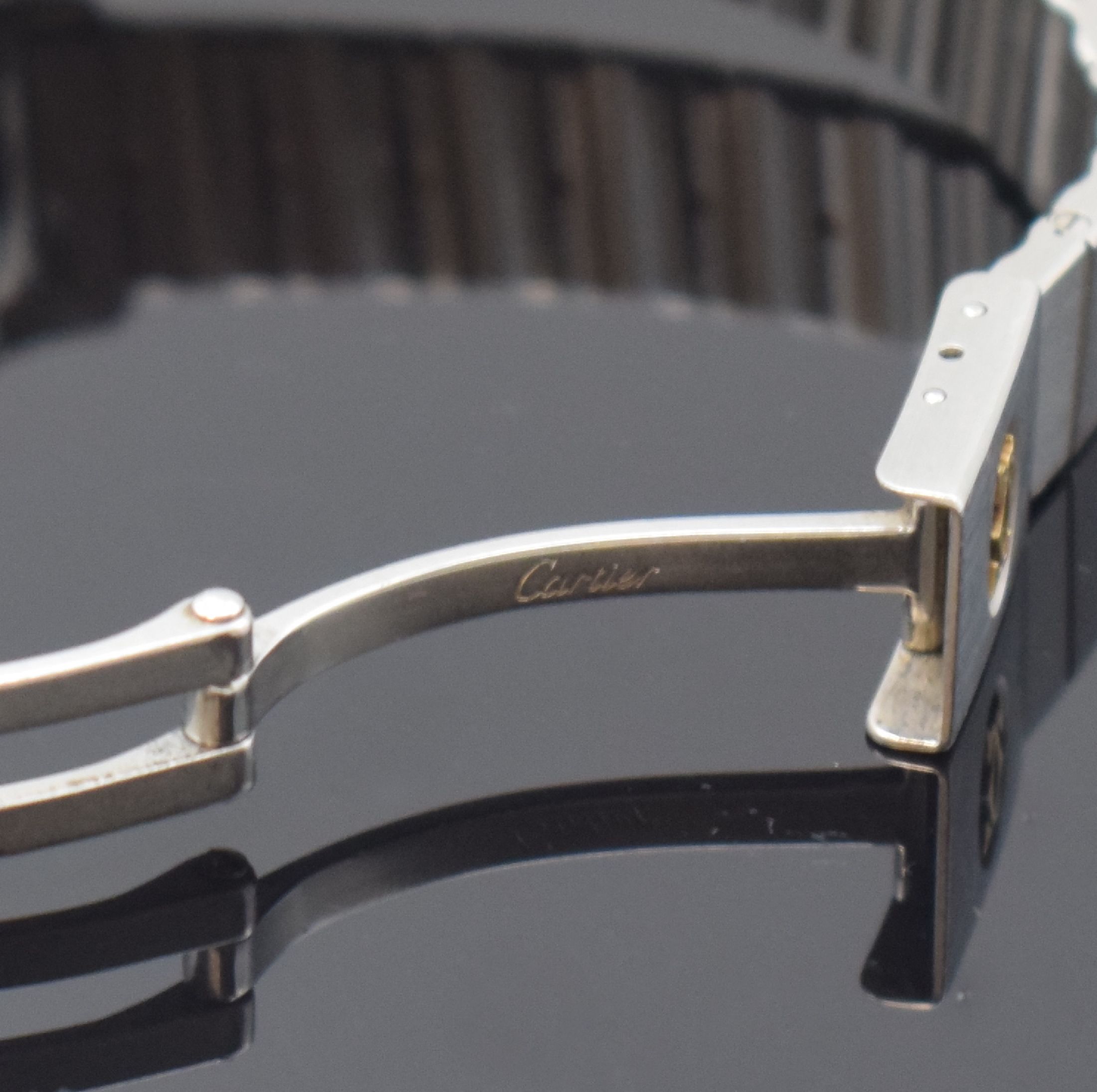 Detail c: CARTIER Santos Damenarmbanduhr in Edelstahl/Gold, Schweiz um 1990, Automatik, Monocoque Geh., 750/000 GG Lünette 8-fach verschr., Gliederband m. ...