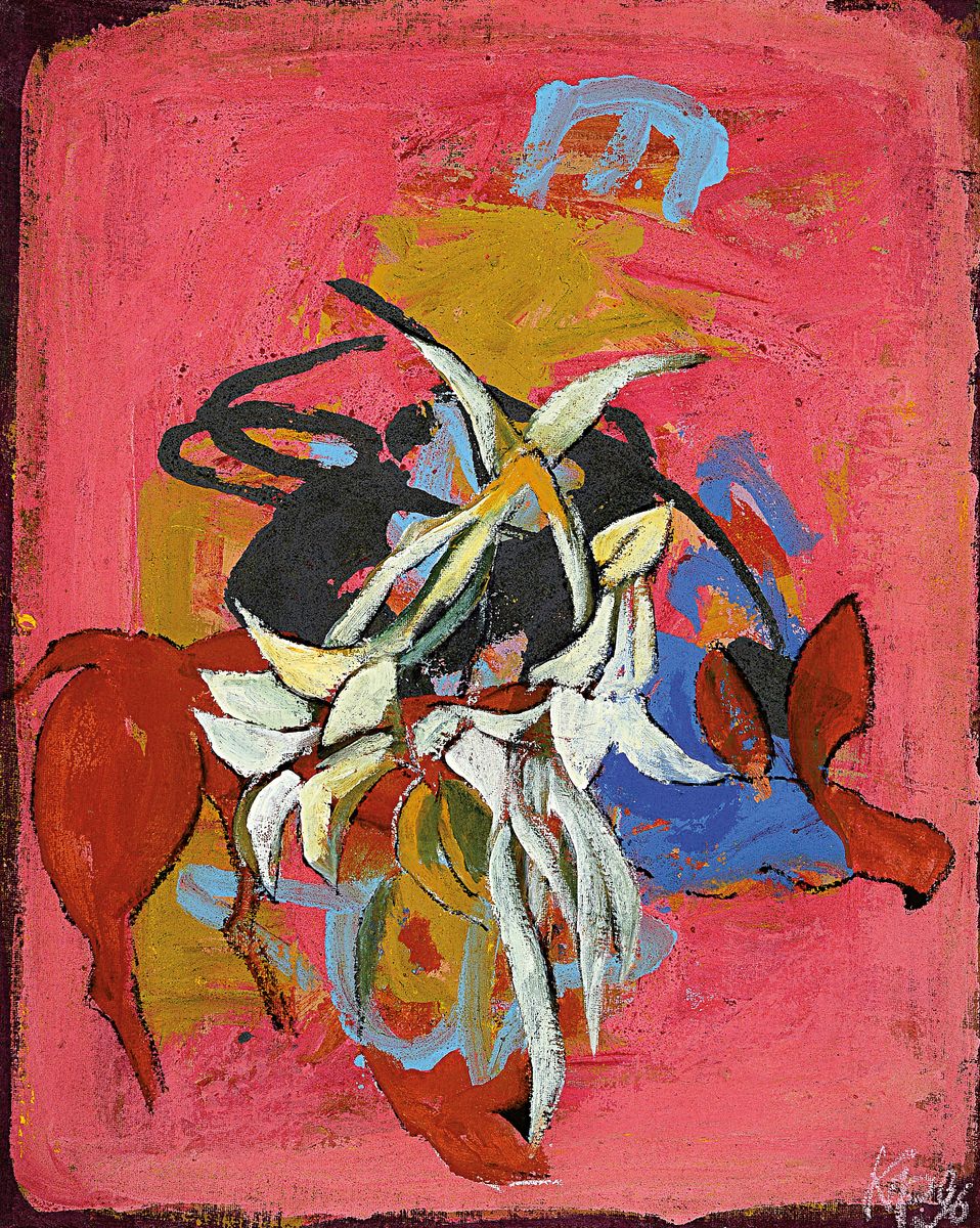 Hans Peter Müller, geb. 1949, Ohne Titel, Acryl auf grober Leinwand, rechts unten monogr. und dat. 96, ca. 100x80cm