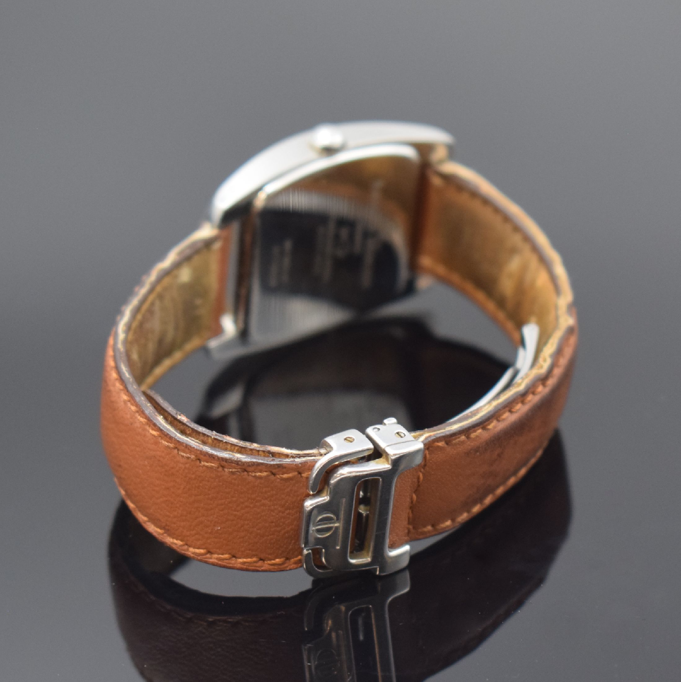 Detail b: BAUME & MERCIER Hampton Armbanduhr in Stahl Referenz MV045147, Schweiz um 2010, quarz, Boden gedr., Lederband m. orig. Faltschl., weißes Zifferbl. ...