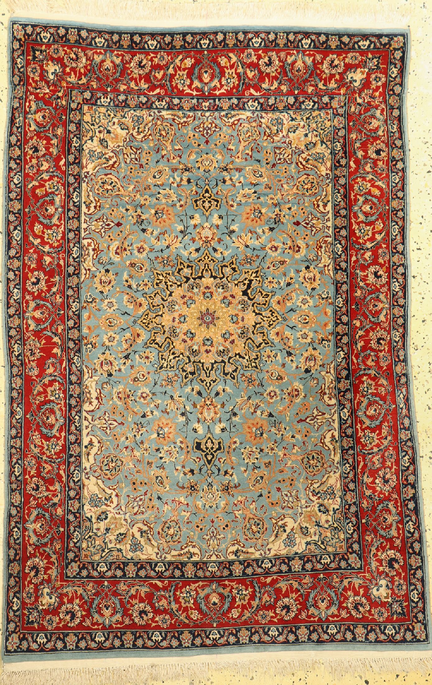 Esfahan fein, Persien, ca. 50 Jahre, Korkwolle auf Seide, ca. 159 x 100 cm, EHZ: 2
