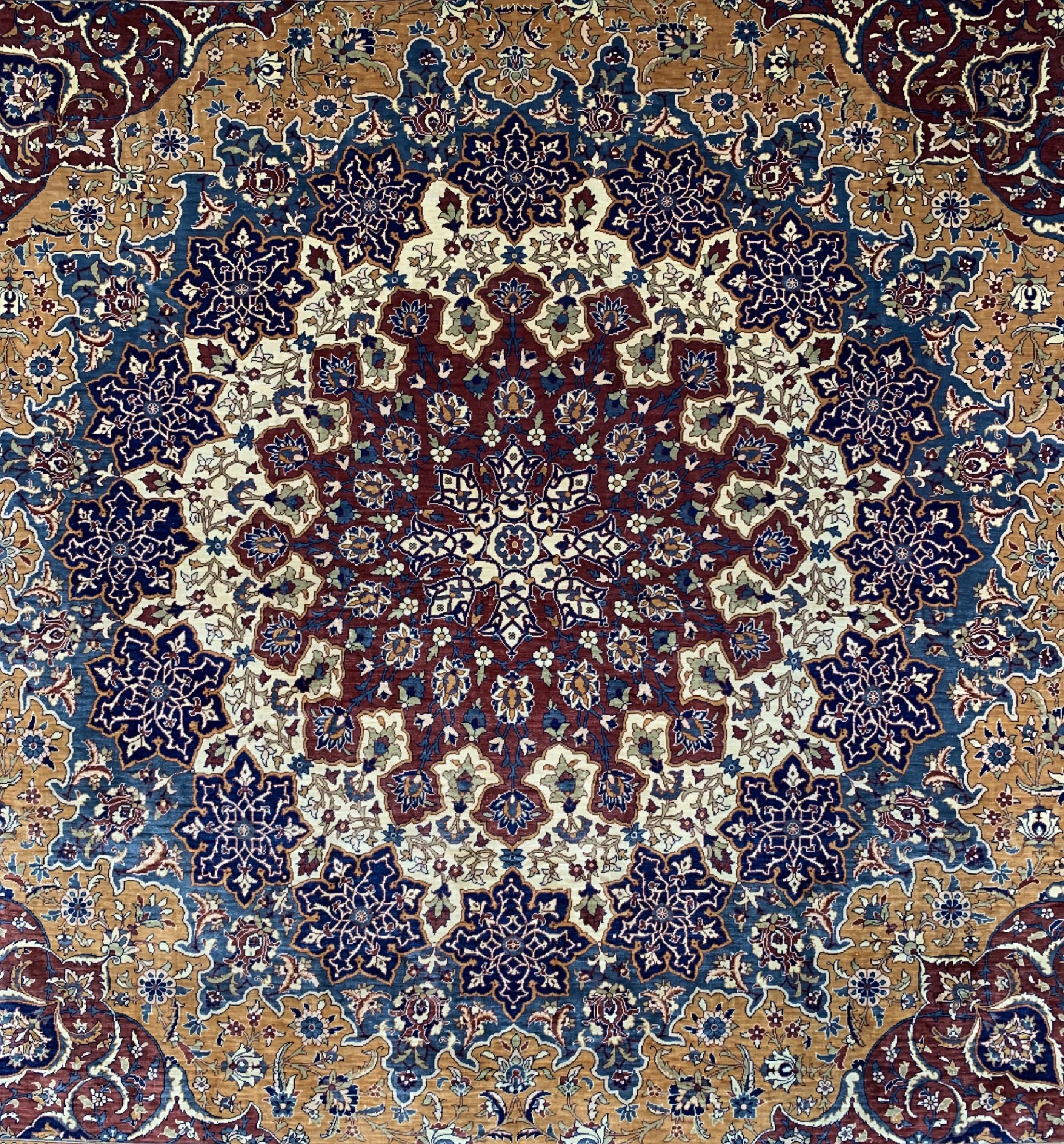 Detail c: Hereke Seide fein Türkei, signiert(Özipek),um 1950, reine Naturseide, ca. 145 x 145 cm, ca. 1,0 Mio. Kn/qm, EHZ: 1-2