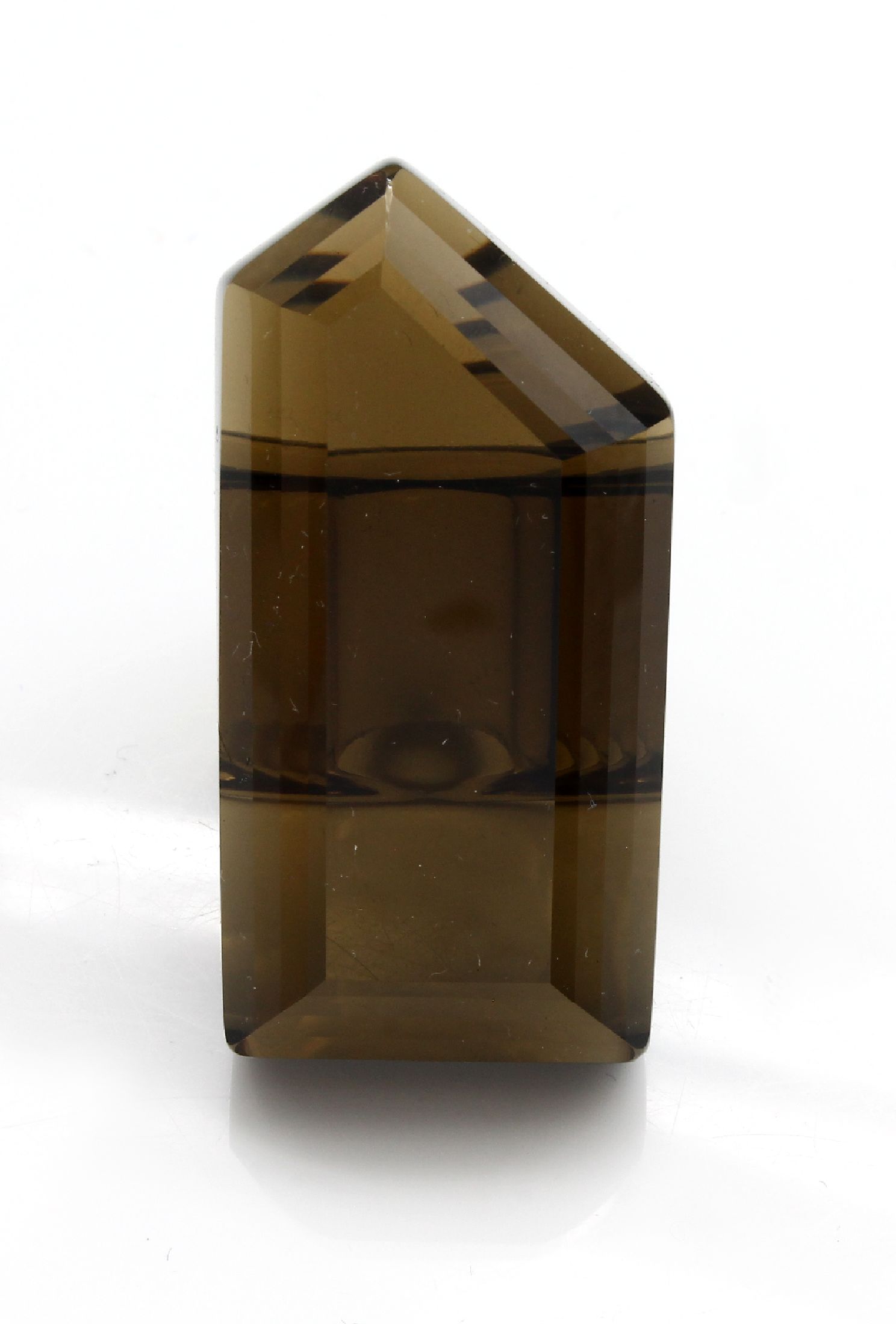 Detail b: Exklusiver Edelsteinring, aus einem Stück Rohstein gefertigt, Rauchquarz, feine Farbe und Qualität, Fantasieschliff, schwierige Arbeit, ca. 49.5 ...