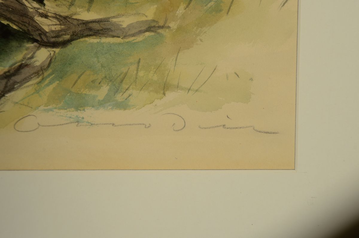 Detail a: Otto Dill, 1884 Neustadt/Weinstr.-1957 Bad Dürkheim, vier Löwen beim Fressen der Beute, Aquarell über Bleistift auf Papier, rechts unten signiert, ...