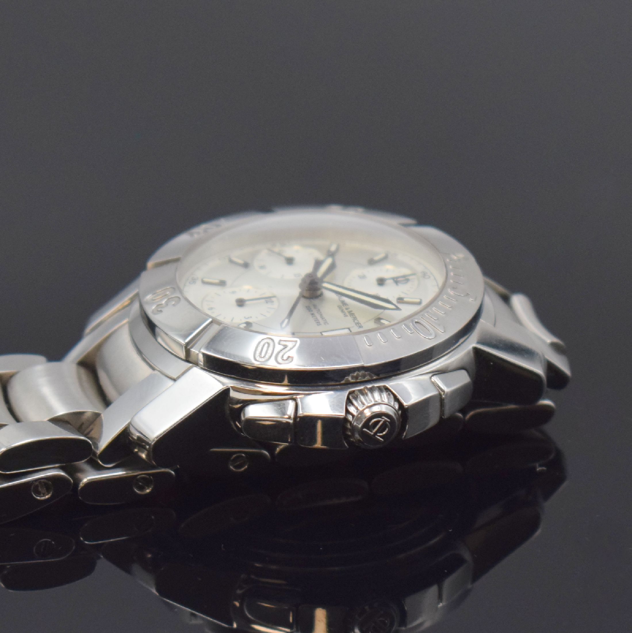 Detail c: BAUME & MERCIER Capeland Herrenarmbanduhr mit Chronograph Referenz 65352, Schweiz um 2005, Automatik, verschr. Edelstahlgeh., eins. drehb. Lünette, ...