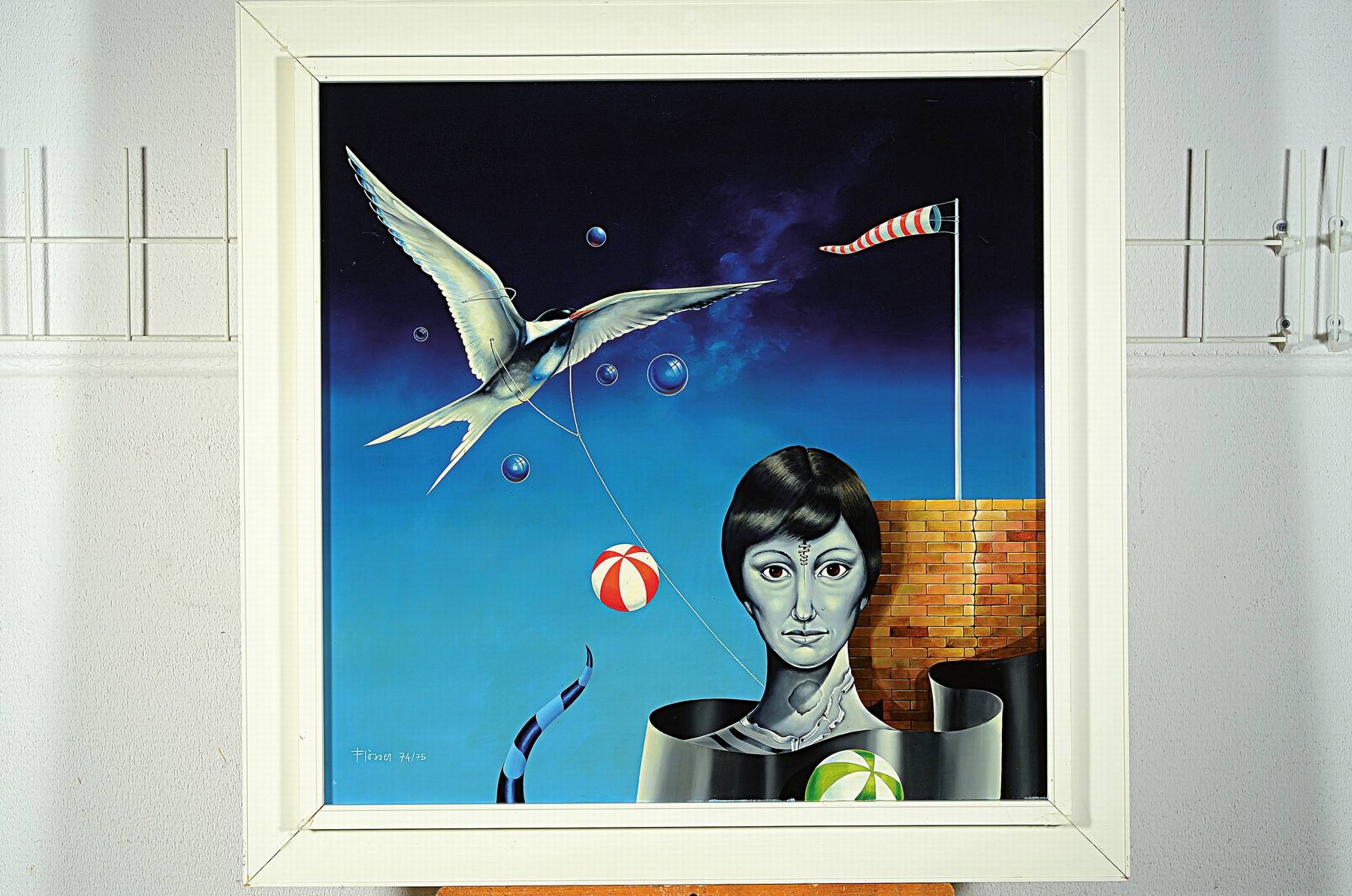 Detail k: Gerd Flösser, 1936-2000 Gorxheimertal, verlorene Freiheit, Öl/Lwd, rückseitig betitelt, links unten signiert und dat. 74/75,ca. 70x70cm, R. ca. ...