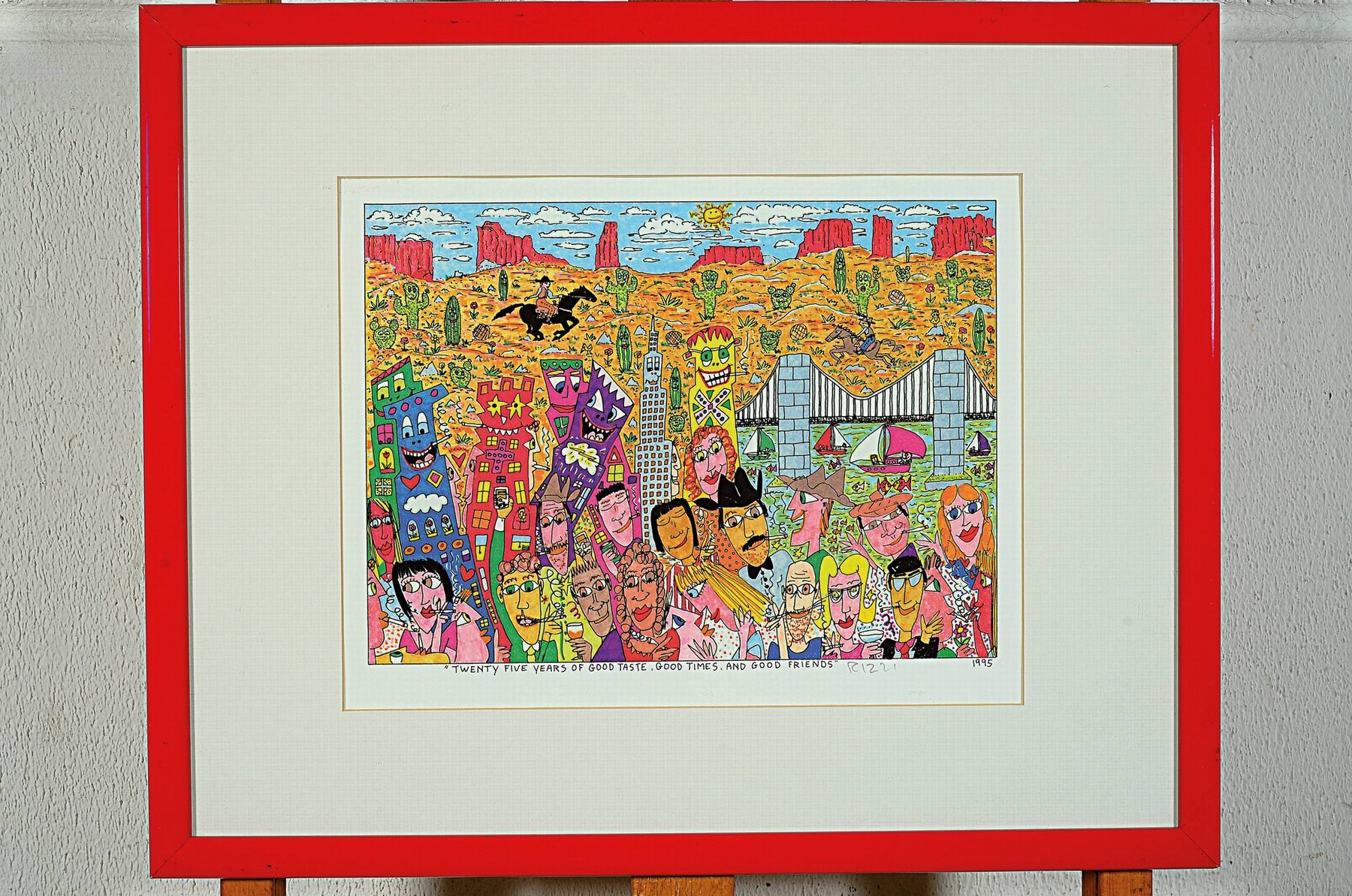 Detail k: James Rizzi, 1950-2011 New York, twenty five years of good taste, good times and good friends, Farbserigraphie von 1995 zum 25-jährigen Jubiläum ...