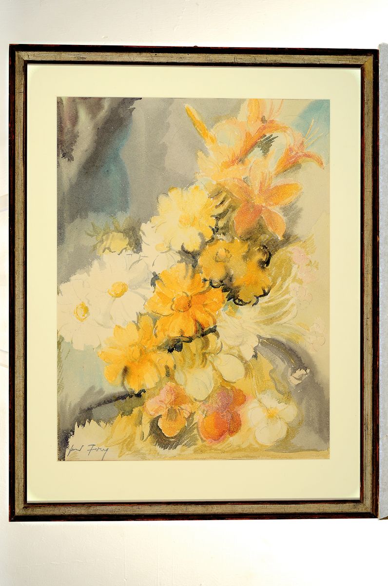 Detail k: Hanns Fay, 1888 Frankenthal-1957 Neustadt/Weinstr., Blumenstillleben, Aquarell auf Papier, links unten sign., ca. 59x45cm, PP, u.Gl., R. ca. 77x60cm