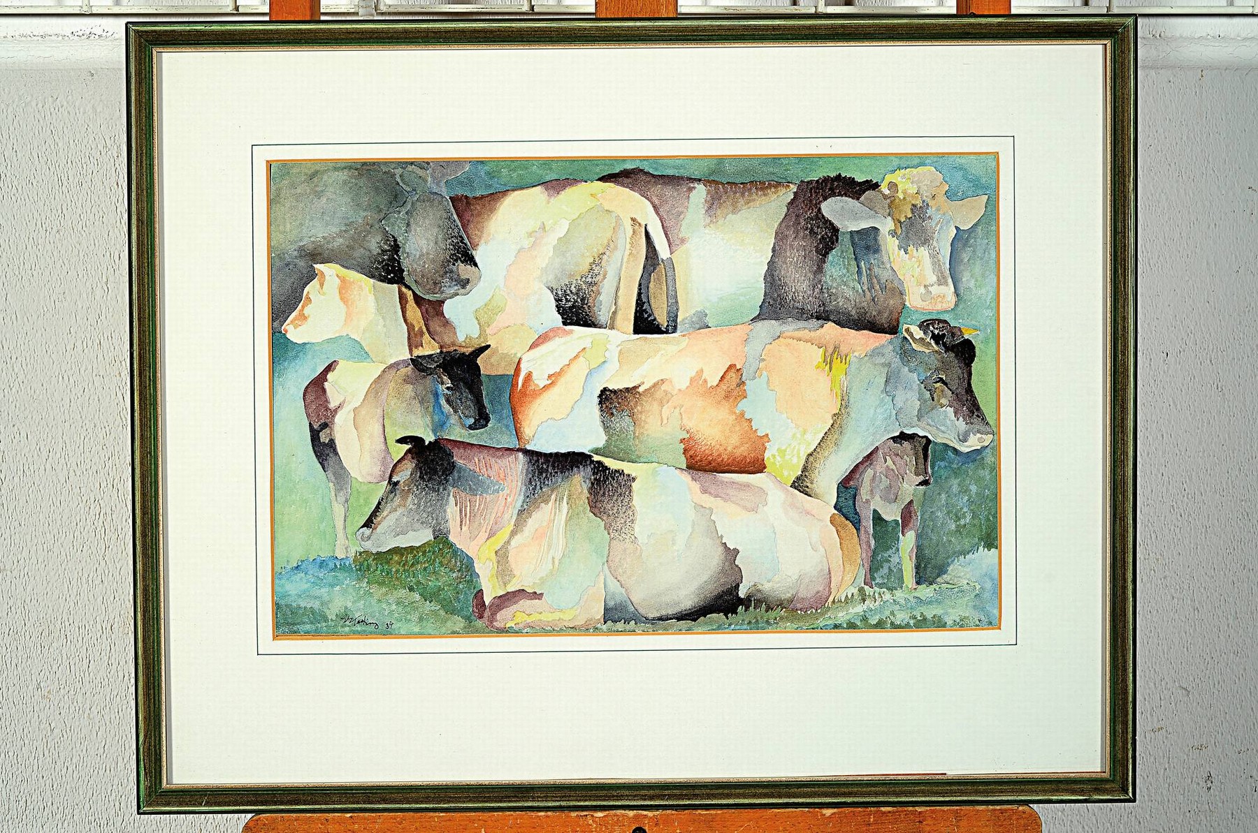 Detail k: Edmund Kesting, 1892 Dresden-1970 Birkenwerder bei Berlin, Kühe, Aquarell auf Papier, links unten signiert und dat. 34, ca. 29x45 cm, PP, u.Gl., R. ...