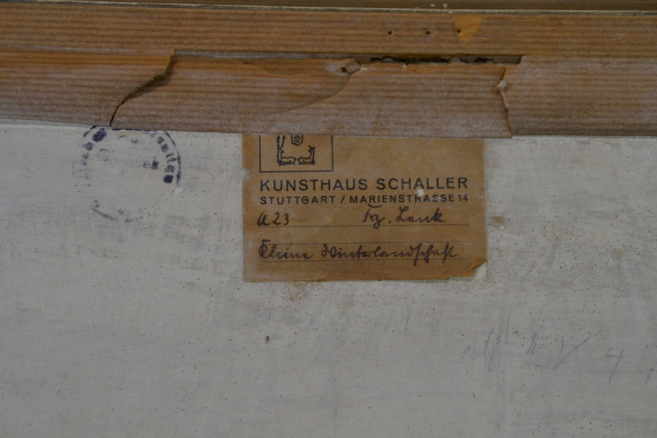 Detail d: Franz Lenk, 1898 Langenbernsdorf- 1968 Schwäbisch Hall, kleine Winterlandschaft, Öl/Platte, li. und signiert und dat. 1934, rückseitig altes ...