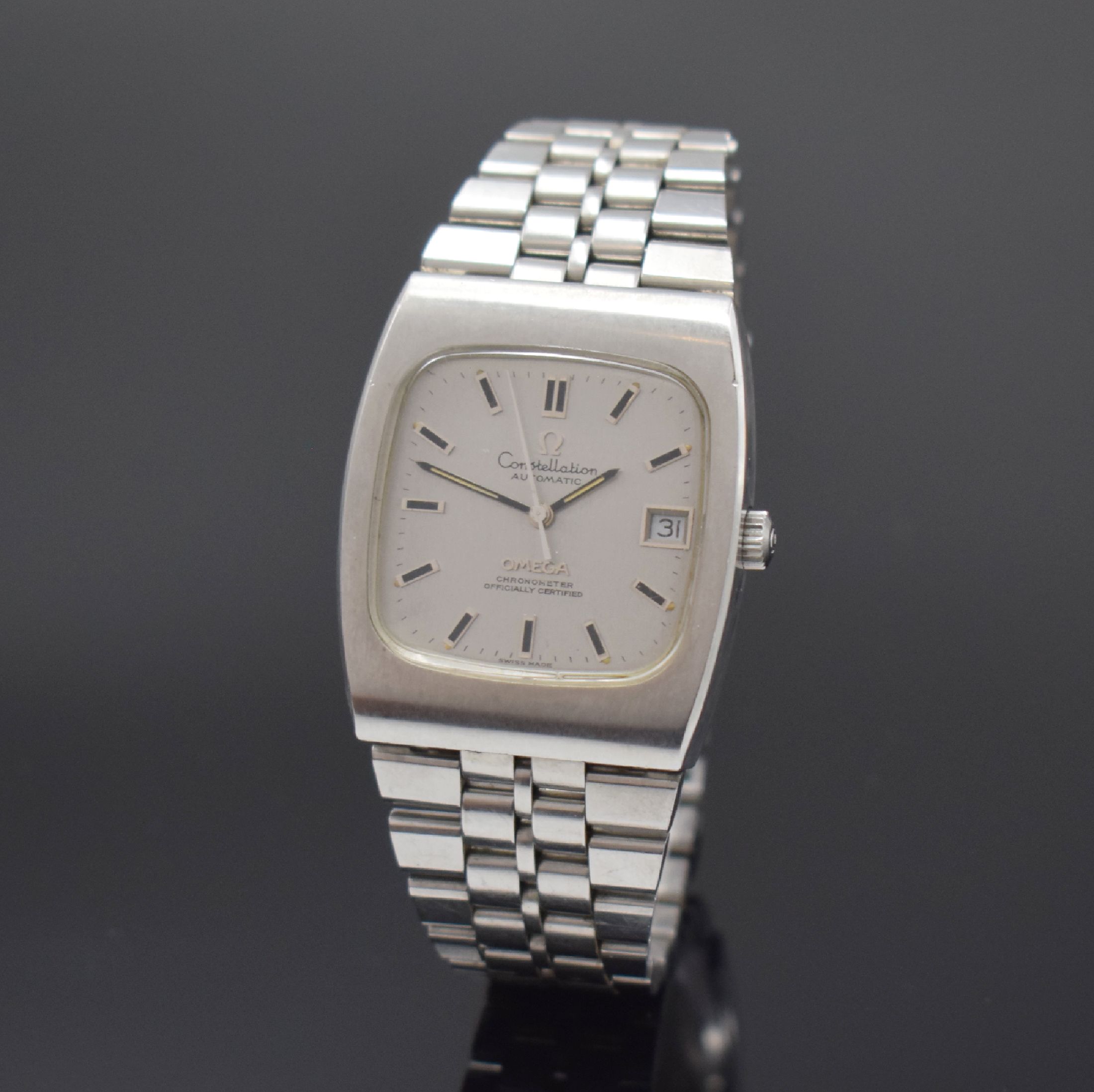OMEGA Constellation Herrenarmbanduhr in Chronometerqualität Referenz 168.0058, Schweiz um 1972, Automatik, 2-teil. Monocoque-Geh. in Stahl 4-fach ...