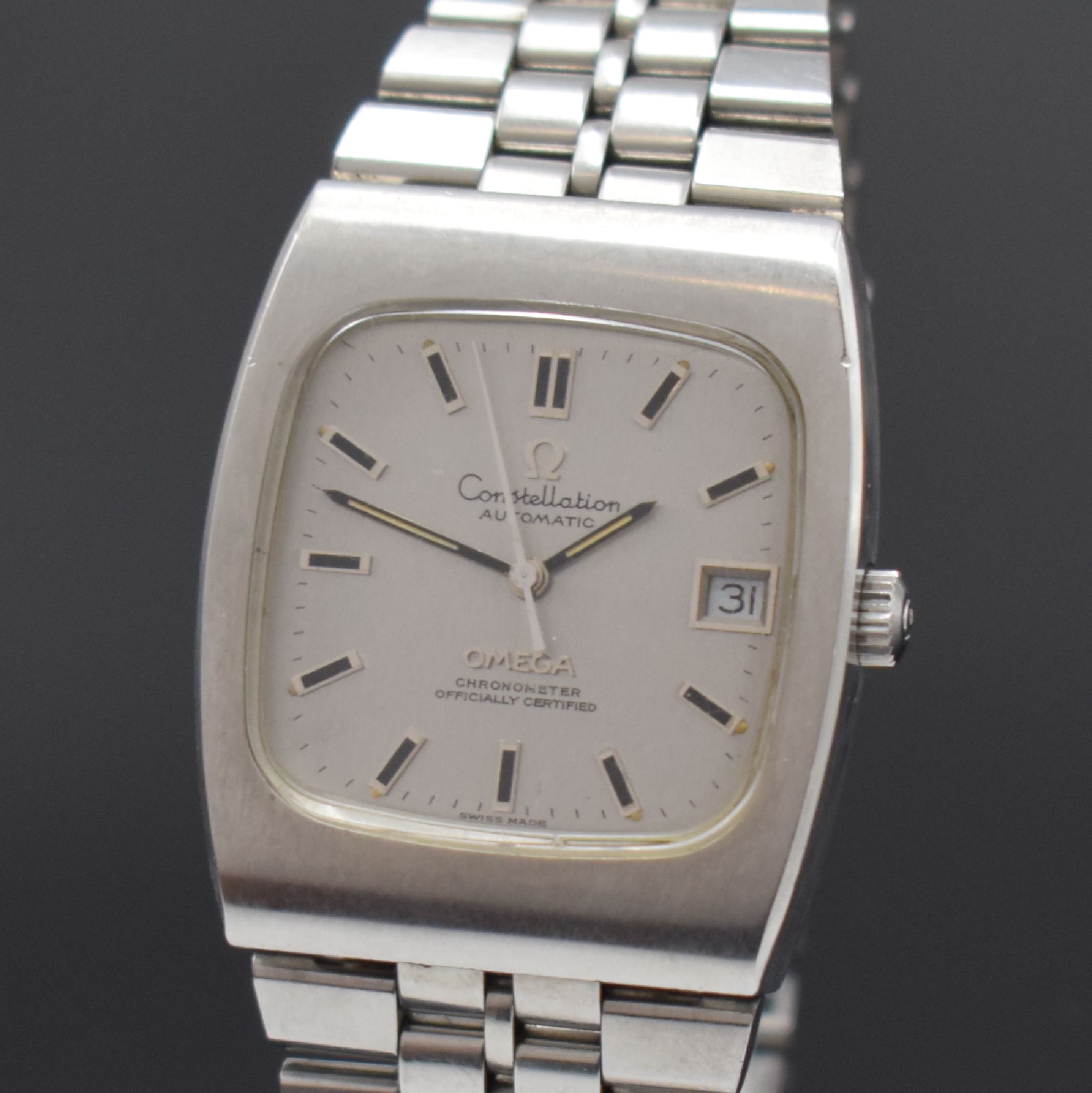 Detail a: OMEGA Constellation Herrenarmbanduhr in Chronometerqualität Referenz 168.0058, Schweiz um 1972, Automatik, 2-teil. Monocoque-Geh. in Stahl 4-fach ...