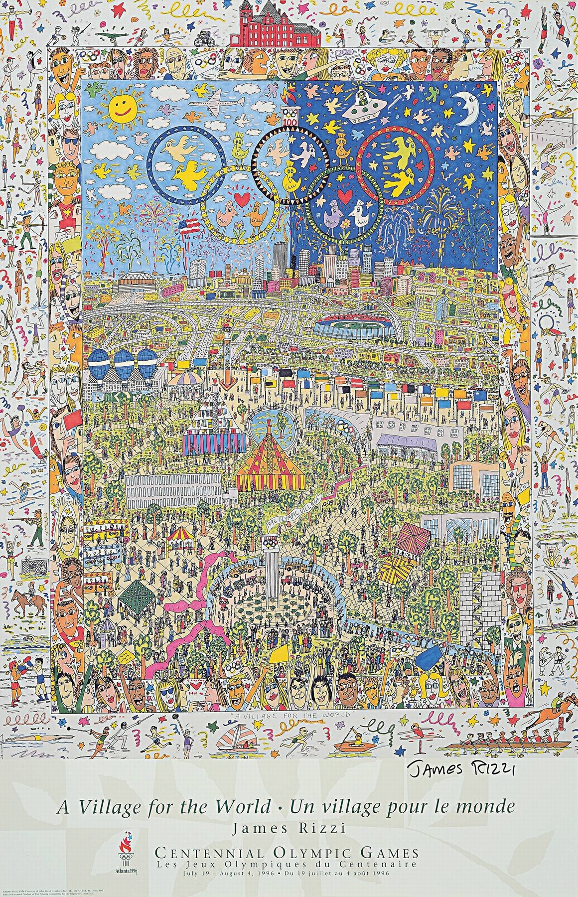 James Rizzi, 1950-2011 New York, Plakat zu den Olympischen Spielen 1996 Atlanta, Farboffset, handsigniert, ca. 86x56cm