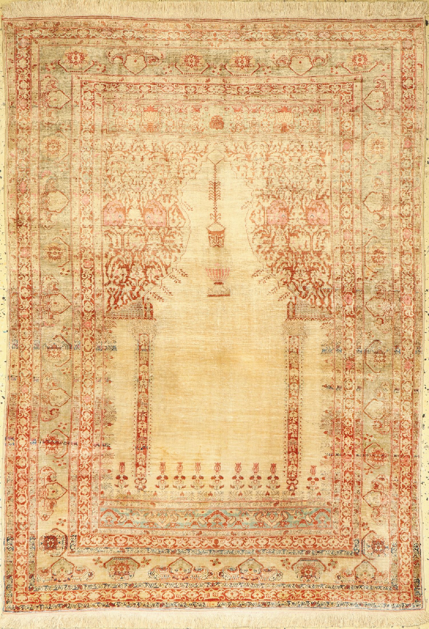 Täbriz Seide antik, Persien, 19.Jhd, reine Naturseide, ca. 175 x 125 cm, EHZ: 2-3