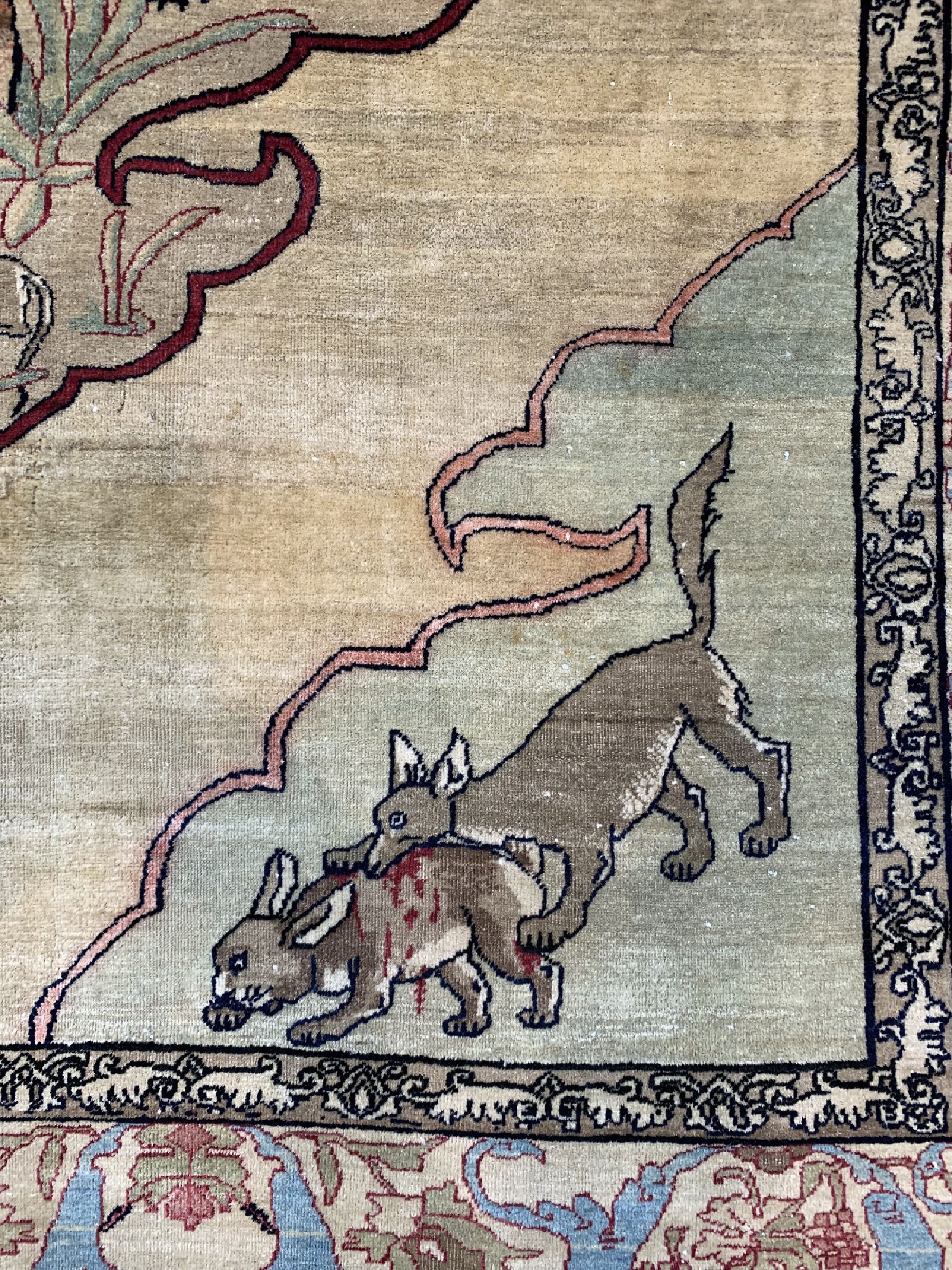 Detail a: Antiker Kerman, Persien, 19.Jhd, Korkwolle auf Baumwolle, ca. 195 x 144 cm, EHZ: 2-3
