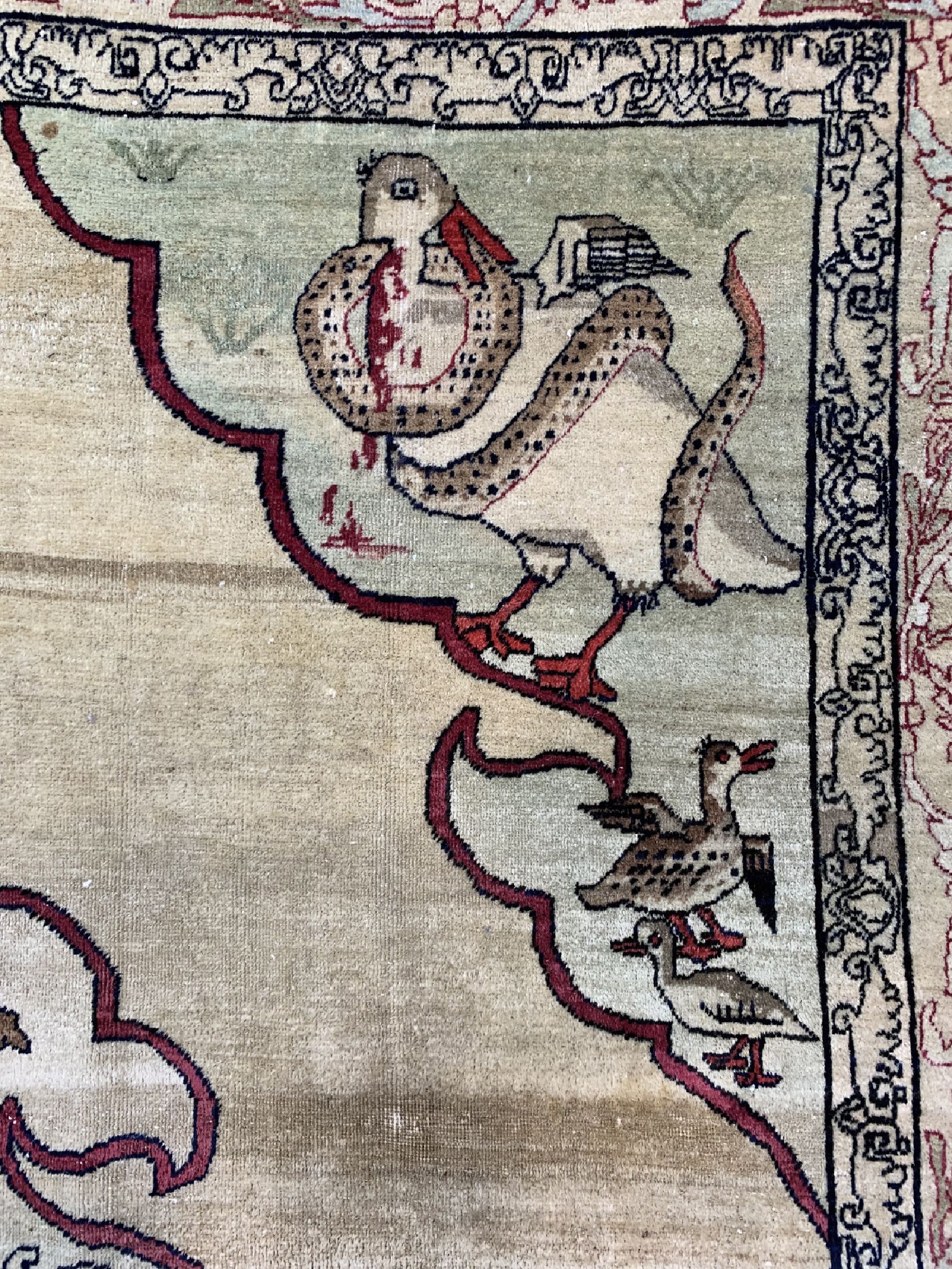 Detail c: Antiker Kerman, Persien, 19.Jhd, Korkwolle auf Baumwolle, ca. 195 x 144 cm, EHZ: 2-3