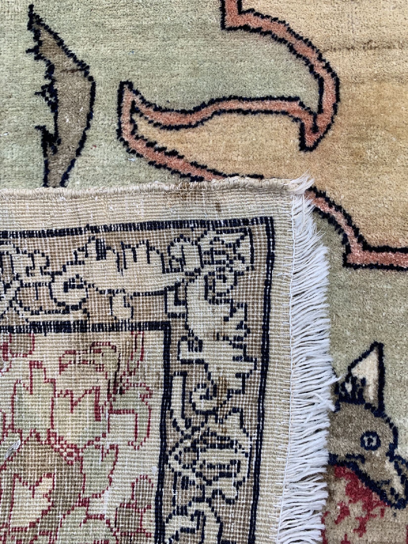 Detail e: Antiker Kerman, Persien, 19.Jhd, Korkwolle auf Baumwolle, ca. 195 x 144 cm, EHZ: 2-3