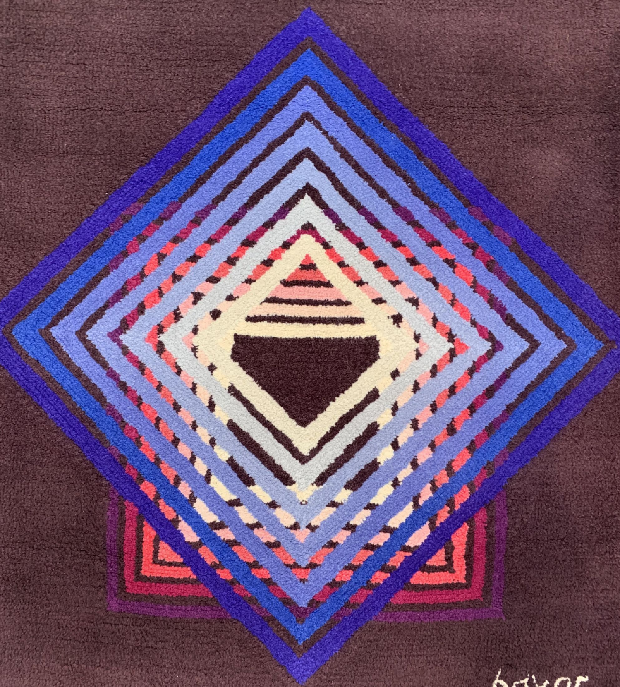 Detail b: Bauhaus-Teppich, Handtufting, um 1940/1950,Wolle auf Baumwolle, ca. 178 x 121 cm, EHZ: 2