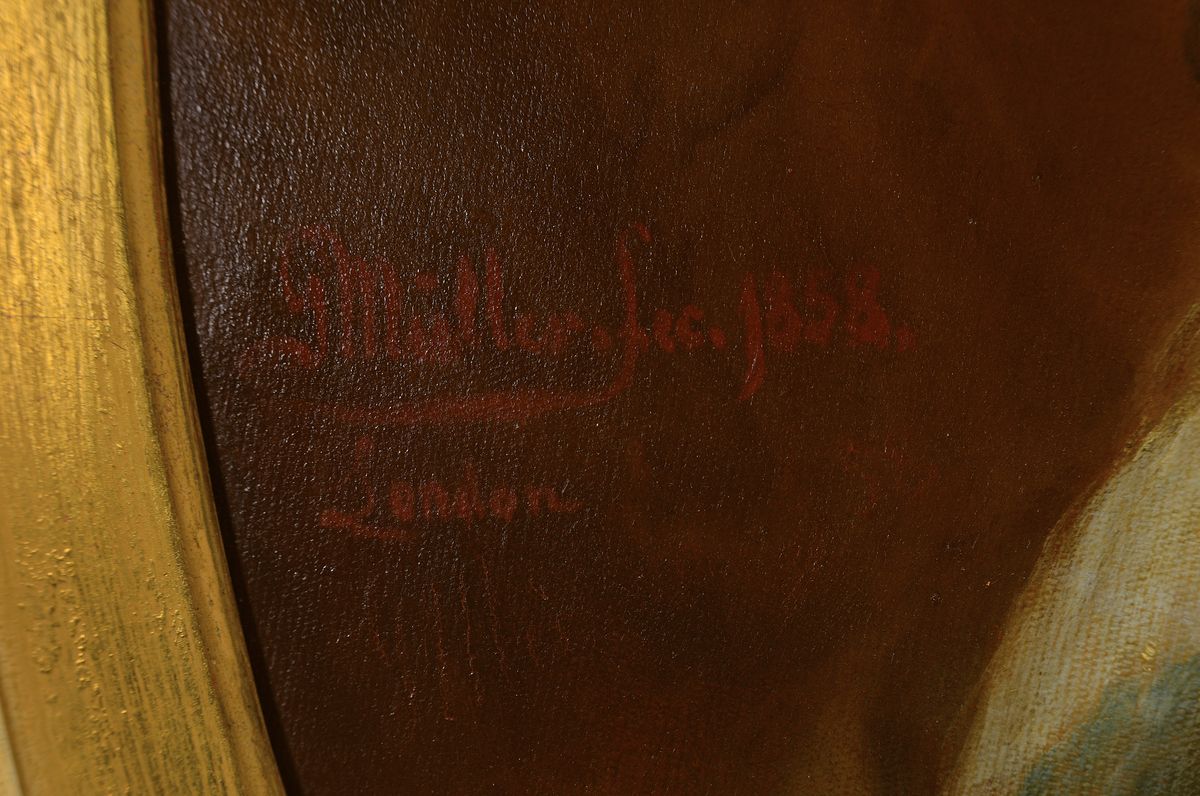 Detail a: Gottlieb Müller, 1827-1884, Porträt einer Frau, Öl/Lwd, seitlich links sign., dat. 1858 und bez. London, im Oval ca. 73x59cm, R. ca. 96x83cm