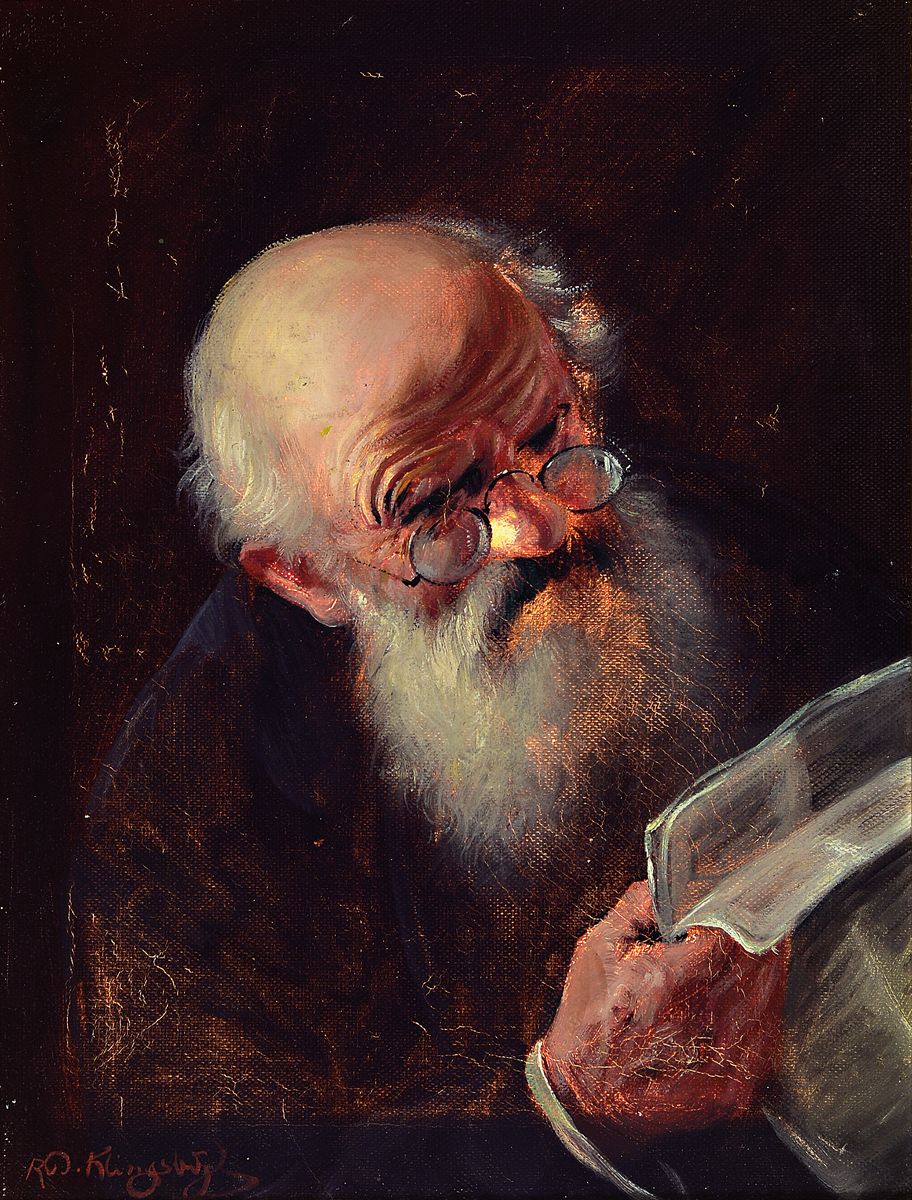 Rudolf Klingsbögl, 1881-1943 Wien, Porträt eines alten lesenden Mannes, feine detaillierte Malerei in Öl/Lwd, links unten sign., ca. 311x23cm, R. ...