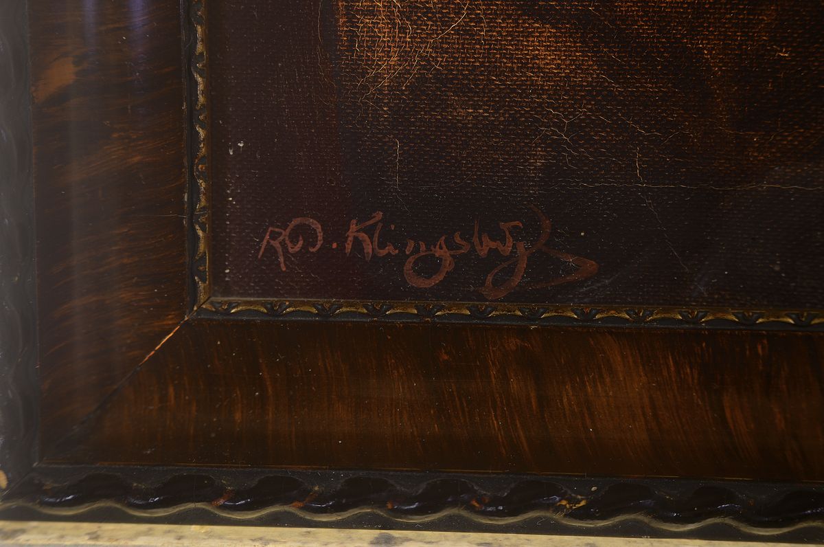 Detail a: Rudolf Klingsbögl, 1881-1943 Wien, Porträt eines alten lesenden Mannes, feine detaillierte Malerei in Öl/Lwd, links unten sign., ca. 311x23cm, R. ...