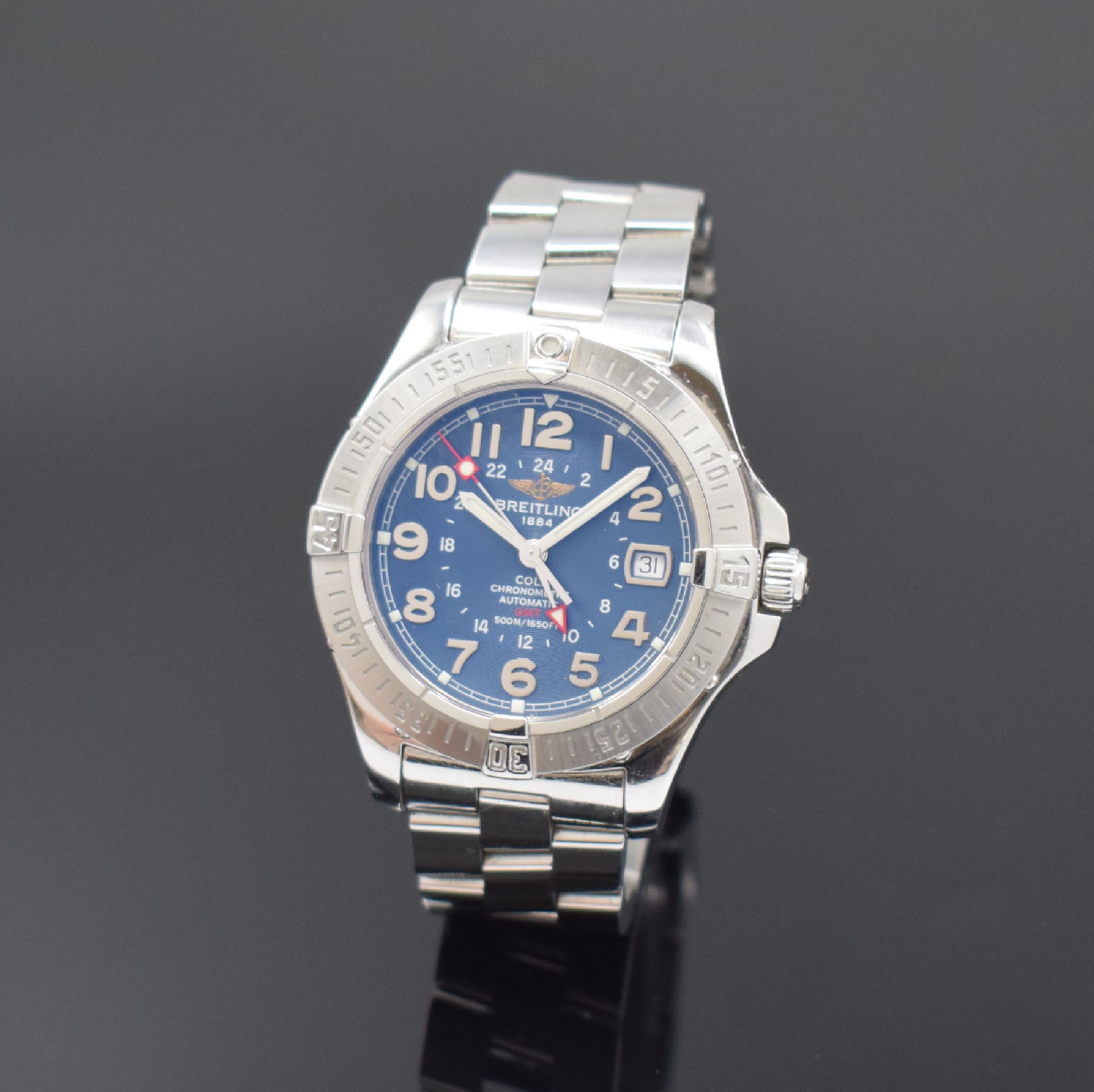 BREITLING Armbandchronometer Colt GMT Referenz A32350, Automatik, Edelstahlgeh. inkl. Gliederband m. Faltschl., Boden und Krone verschr., ab Herst. ...