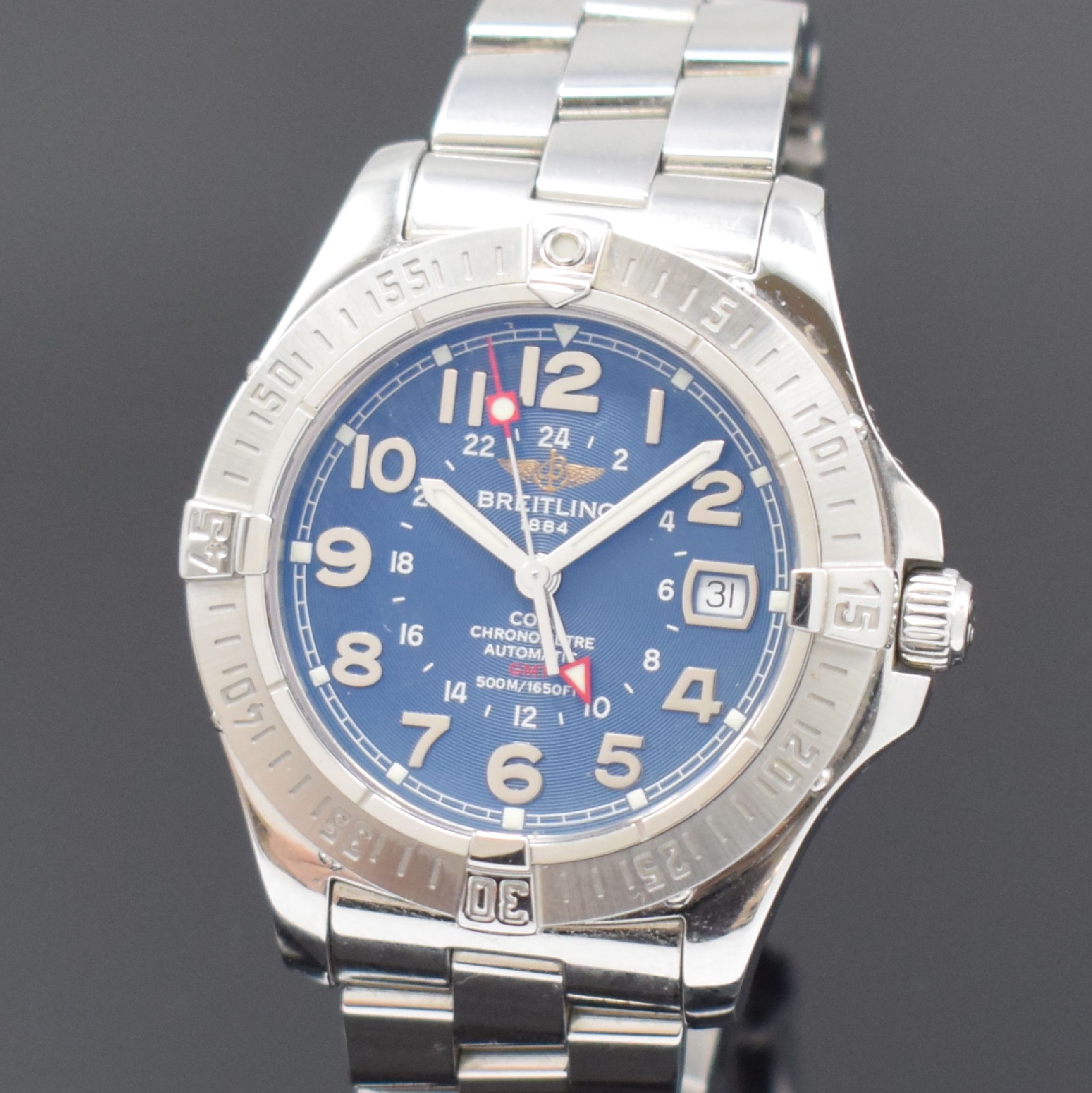 Detail a: BREITLING Armbandchronometer Colt GMT Referenz A32350, Automatik, Edelstahlgeh. inkl. Gliederband m. Faltschl., Boden und Krone verschr., ab Herst. ...