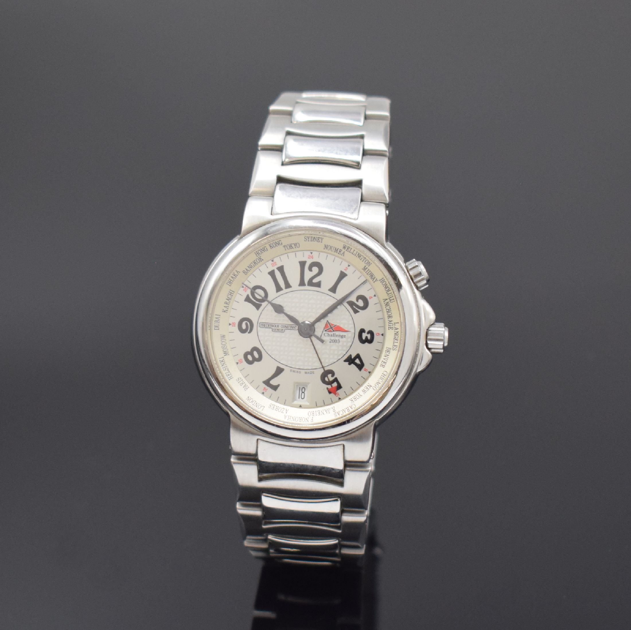 FREDERIQUE CONSTANT seltene, auf 50 Stück limitierte Armbanduhr Daimler Chrysler North Atlantic Challenge 2003 GMT Referenz FC308AS3H6B, Automatik, ...