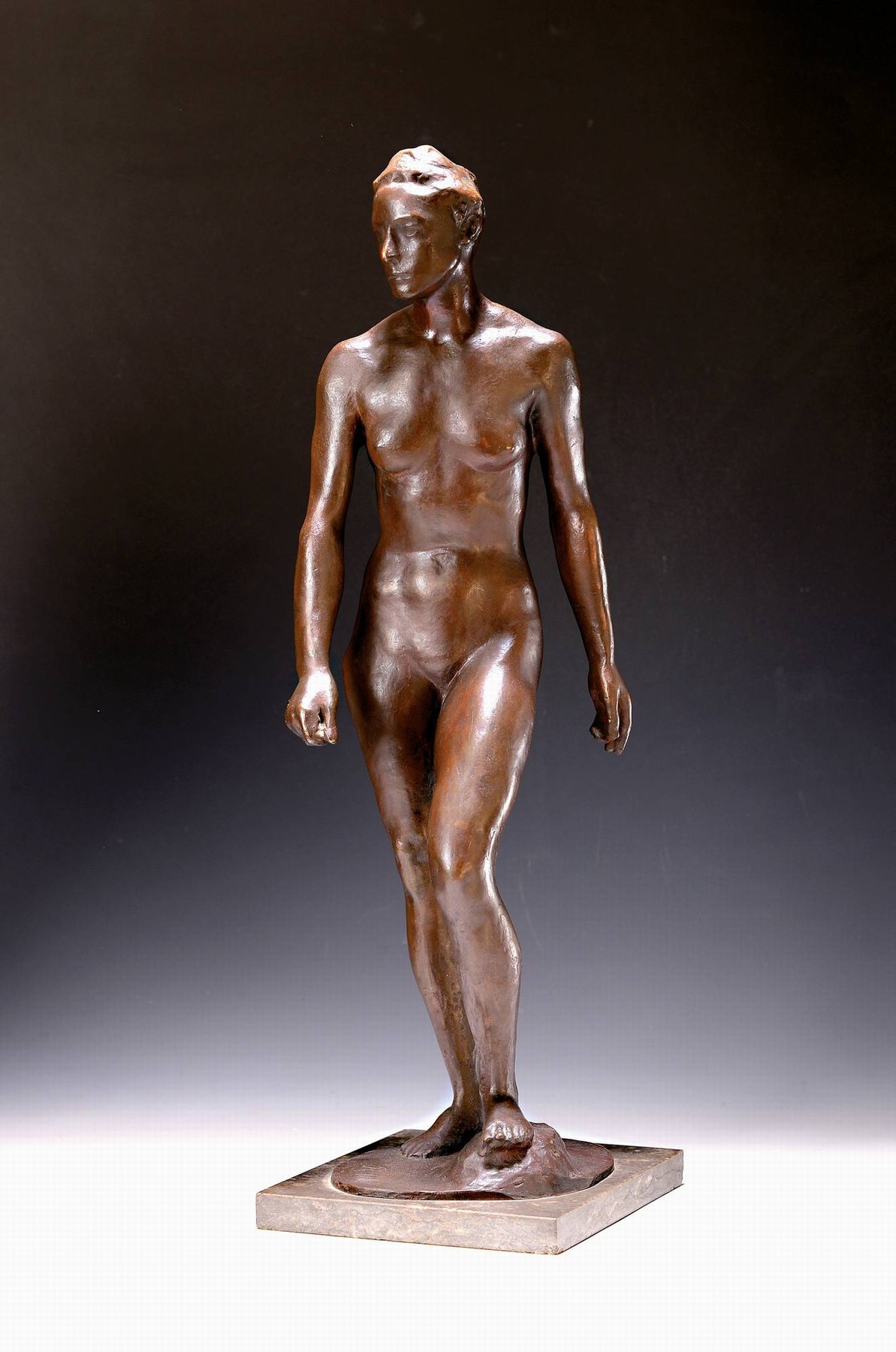 Detail b: Richard Scheibe, 1879 Chemnitz-1964 Berlin, Die Aufsteigende, Bronze von 1945, patiniert, Gießerstempel H. Noack Berlin-Friedenau, signiert R.Sch. ...