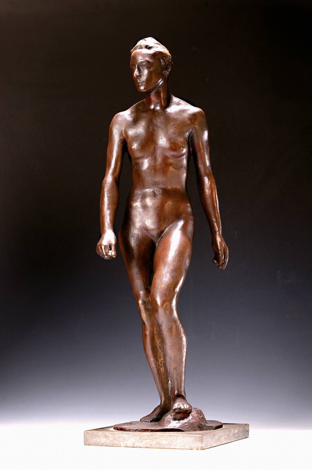 Detail c: Richard Scheibe, 1879 Chemnitz-1964 Berlin, Die Aufsteigende, Bronze von 1945, patiniert, Gießerstempel H. Noack Berlin-Friedenau, signiert R.Sch. ...