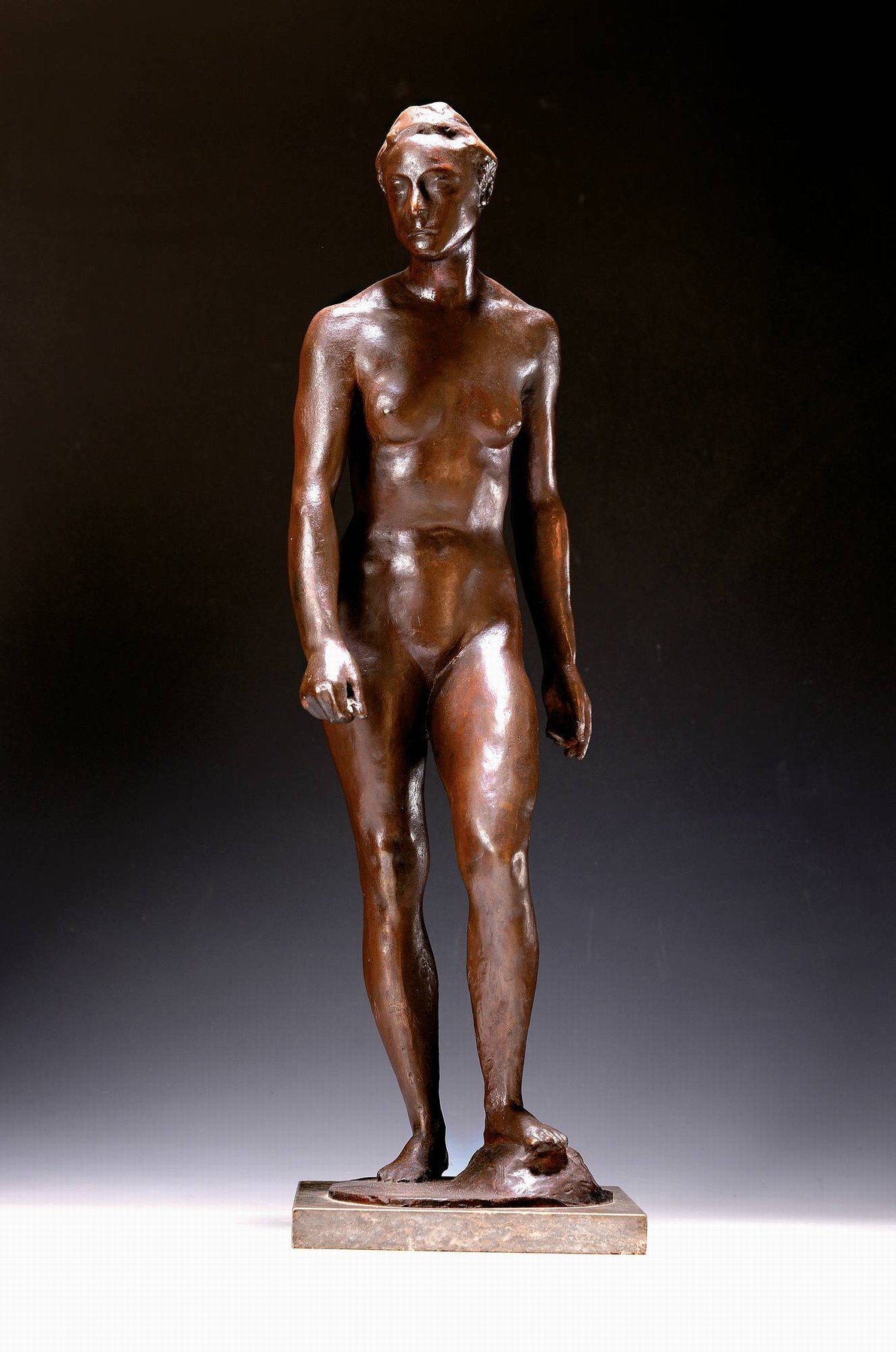 Detail f: Richard Scheibe, 1879 Chemnitz-1964 Berlin, Die Aufsteigende, Bronze von 1945, patiniert, Gießerstempel H. Noack Berlin-Friedenau, signiert R.Sch. ...