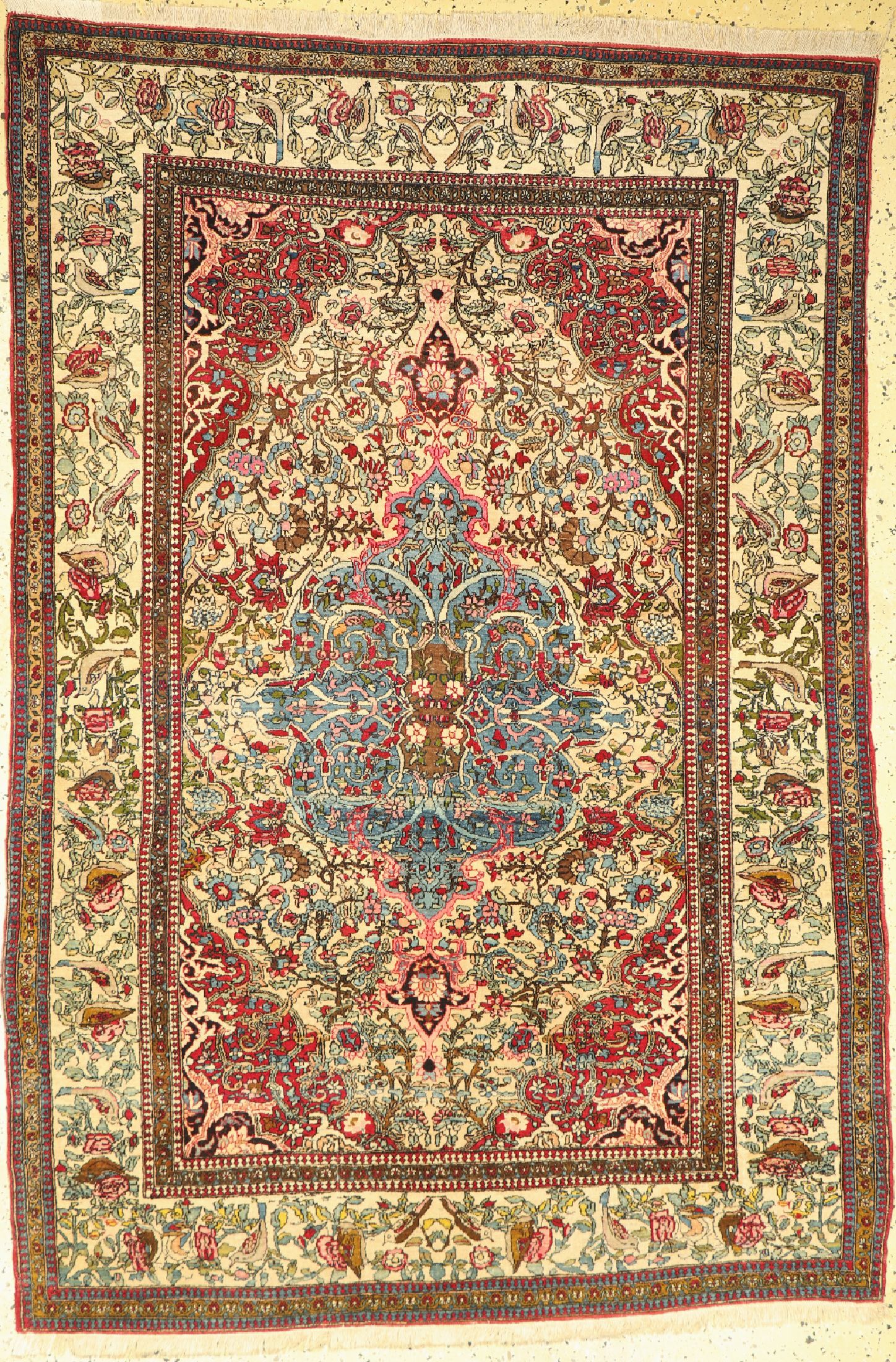 Antiker Esfahan, Persien, um 1900, Wolle auf Baumwolle, ca. 212 x 145 cm, EHZ:2 (kleine Flecken).