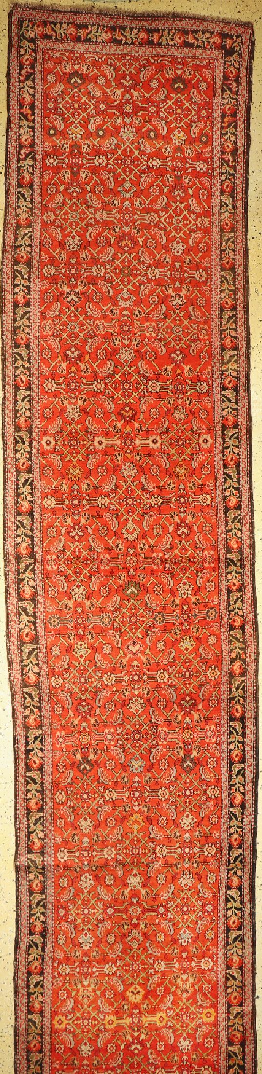 Karabagh Galerie alt, Kaukasus, um 1920/1930, Wolle auf Wolle, ca. 475 x 103 cm, EHZ: 2-3