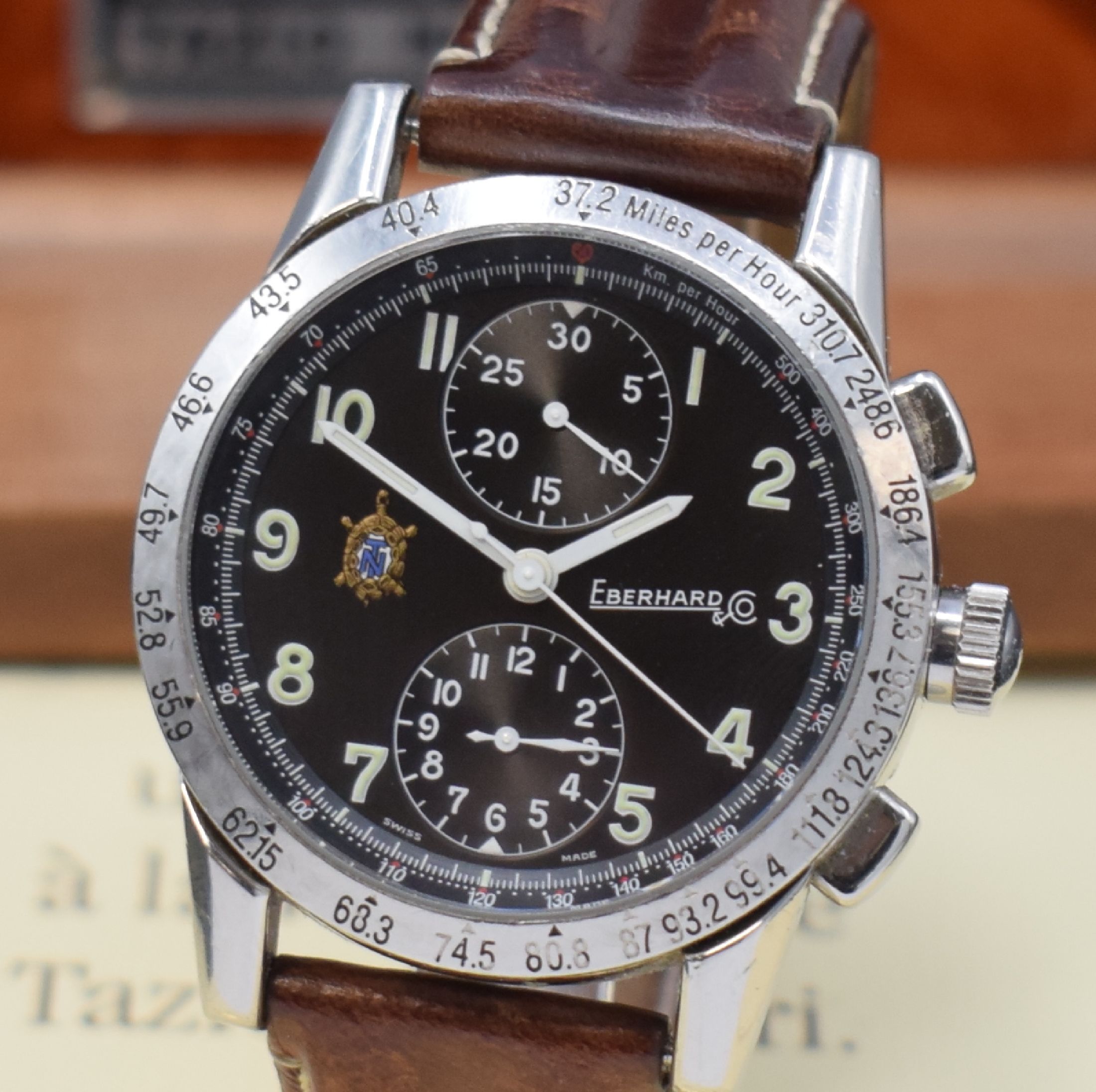 Detail a: EBERHARD & Co Tazio Nuvolari Herrenchronograph in Stahl Referenz 31030, Schweiz lt. orig. Papier verk. 1993, Automatik, 8-fach verschr. Geh., ...